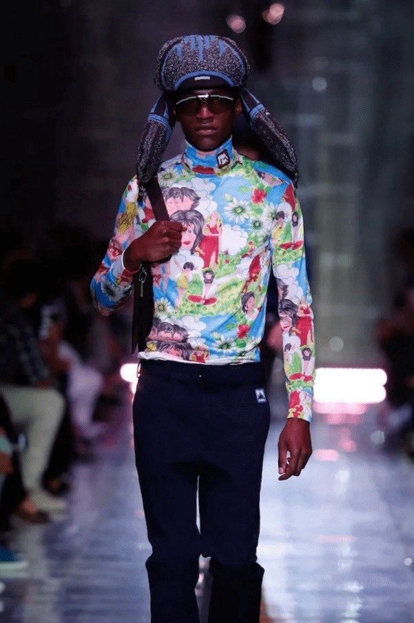 Prada Ss’19 Flashback Print Turtleneck Jersey Top LongSleeve, Size XL