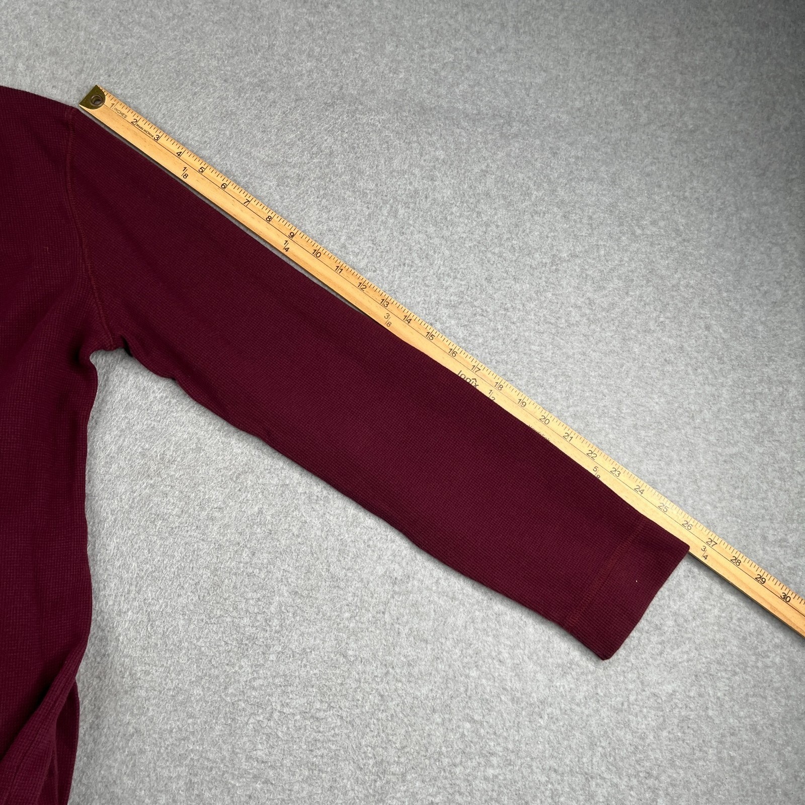Banana Republic Henley Shirt Waffle Knit 1/2 Zip Burgundy Long Sleeve Pullover L