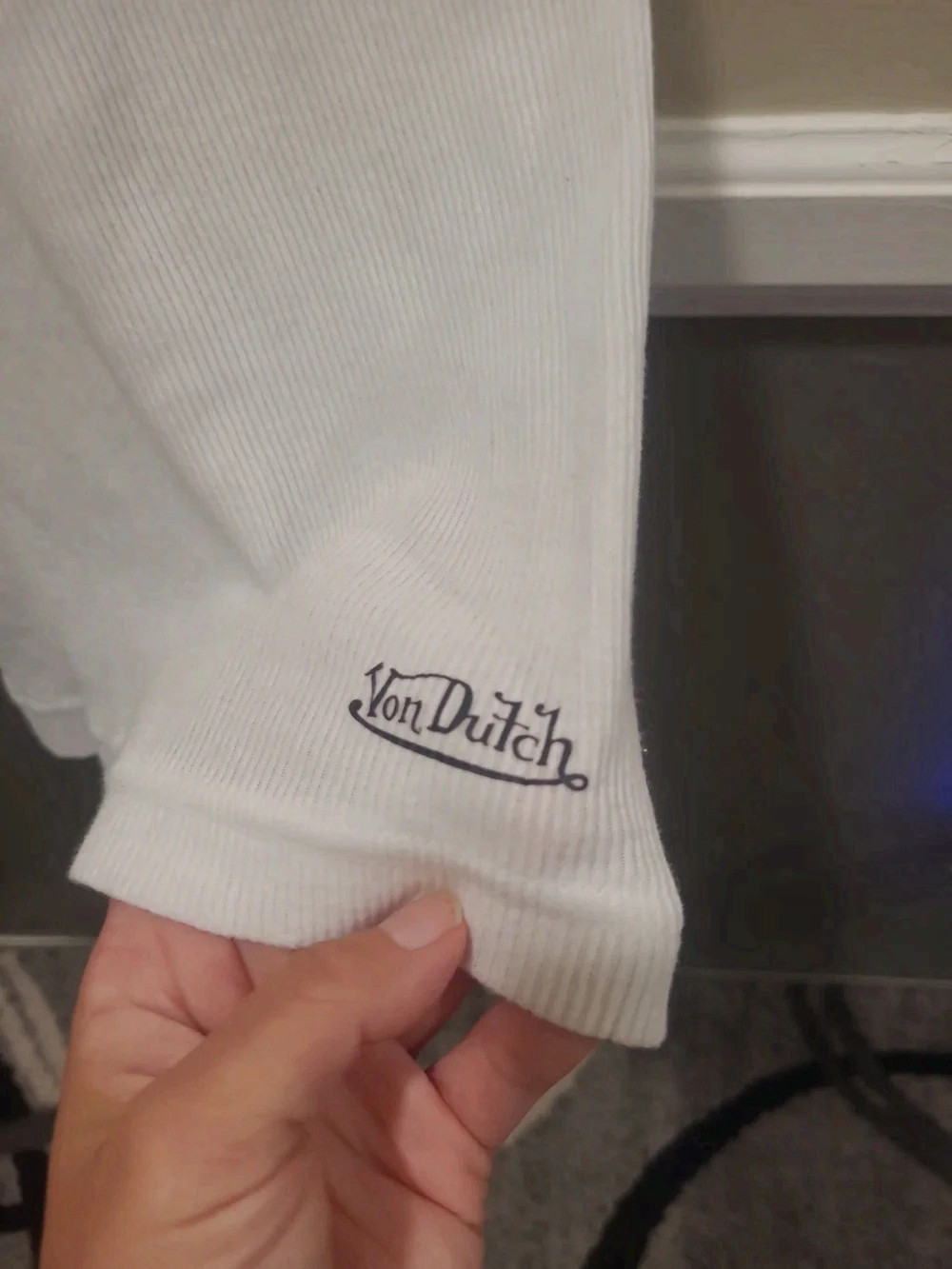 Von Dutch Originals Medium Mens Ribbed White Tank Slim Fit Scoop Neck