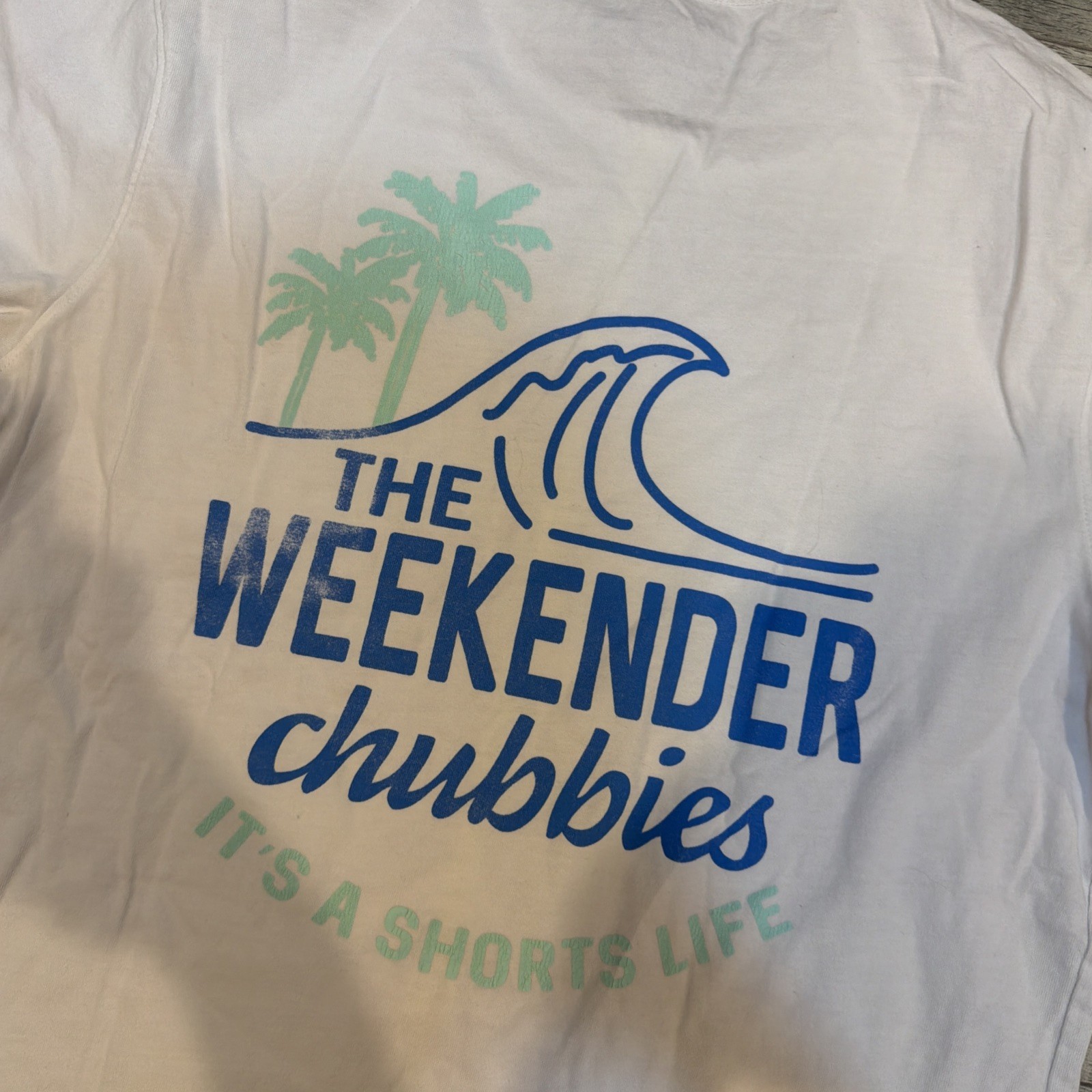 Chubbies Men’s Graphic T-Shirt The Weekender Short Sleeve Size Small White/Blue