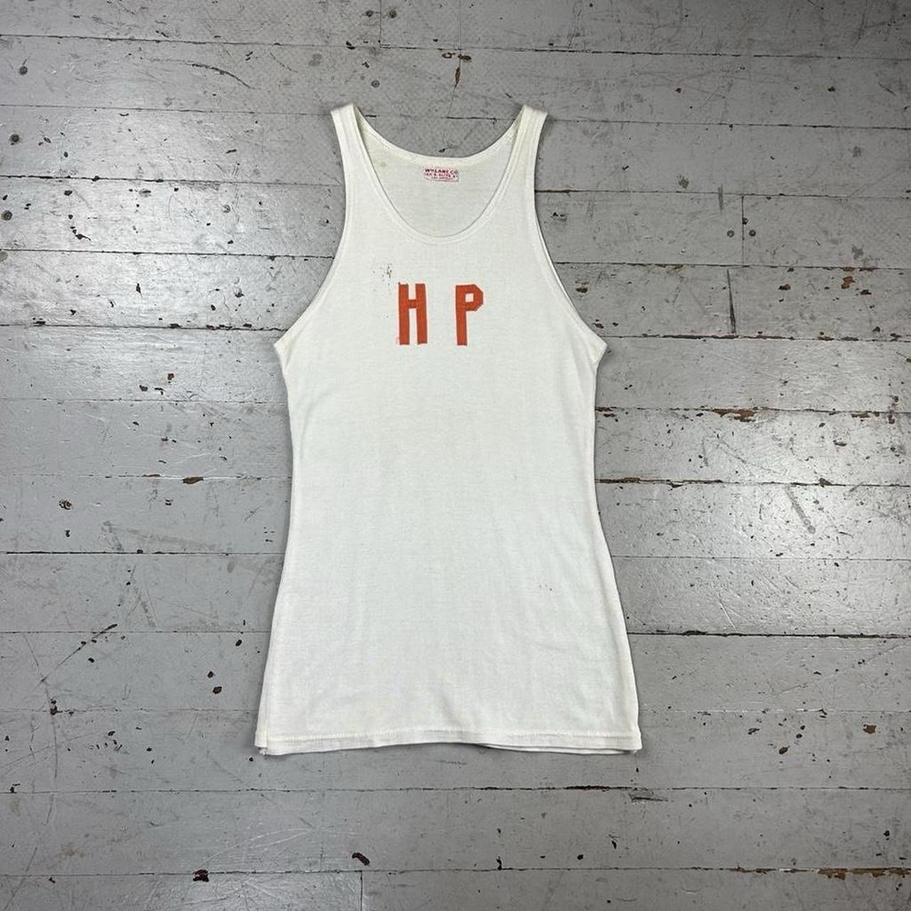 Vintage 30s 40s Cotton Sleeveless Jersey HP Orange and White Tank Top Shirt