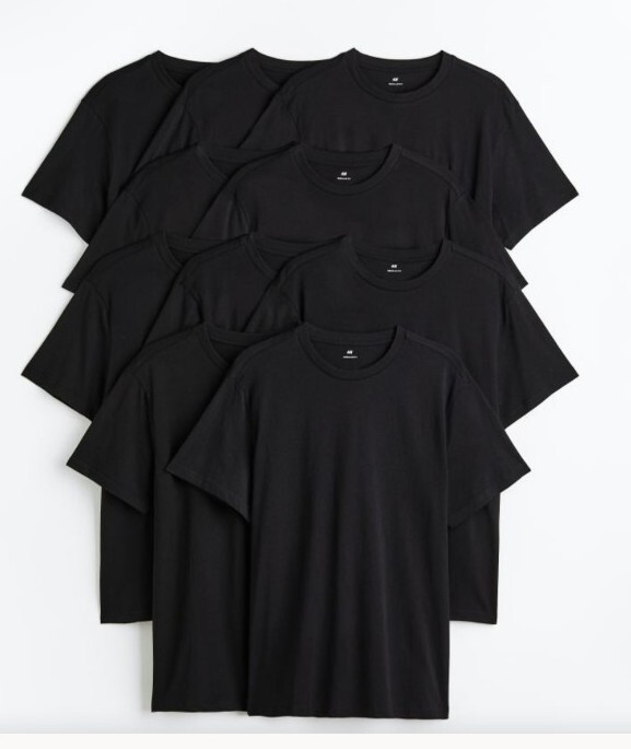 10-pack Regular Fit Crew-neck T-shirts Color Black Size Medium NWT Free Shipping