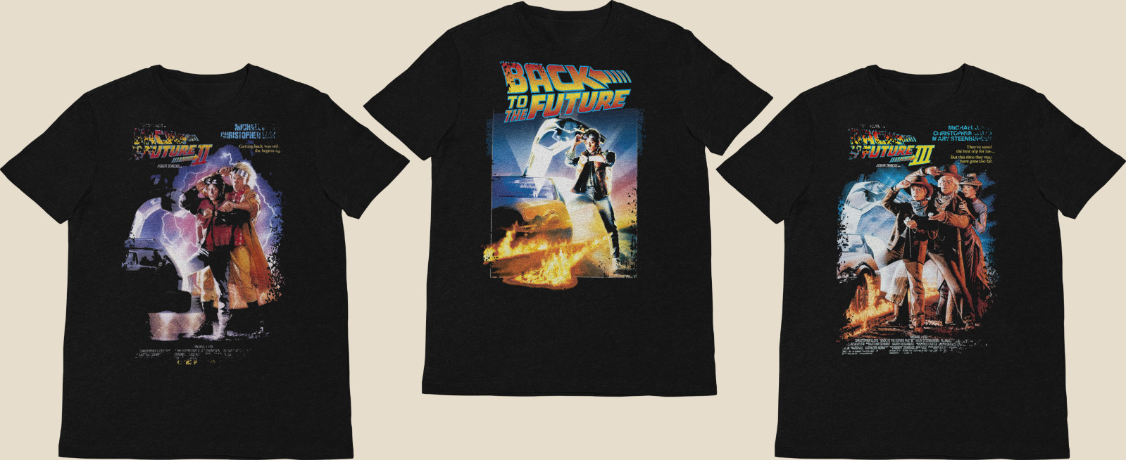 Back to the Future Collection – Movie Poster inspired Unisex Black T-Shirts