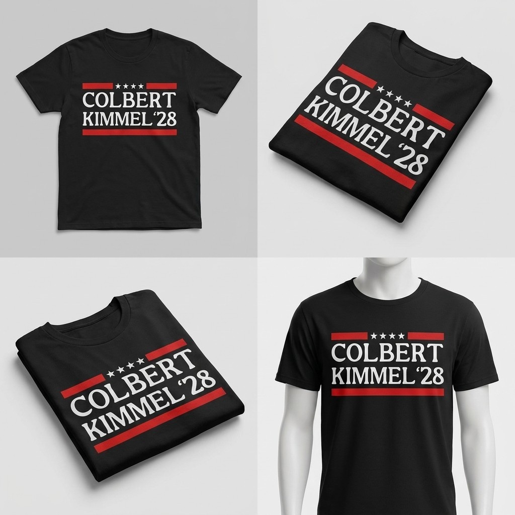 Colbert Kimmel 2028 Election Shirt Funny Sarcastic Graphic Novelty Unisex
