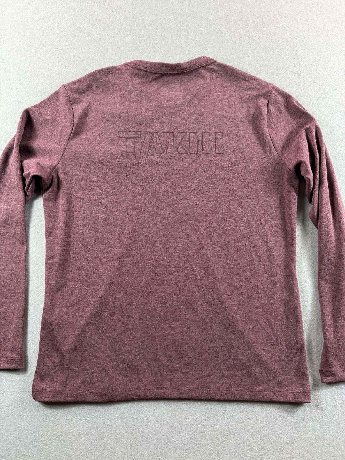 Takhi Shirt Mens Large Wine Red Long Sleeve Logo Tagless Stretch Tee Casual New