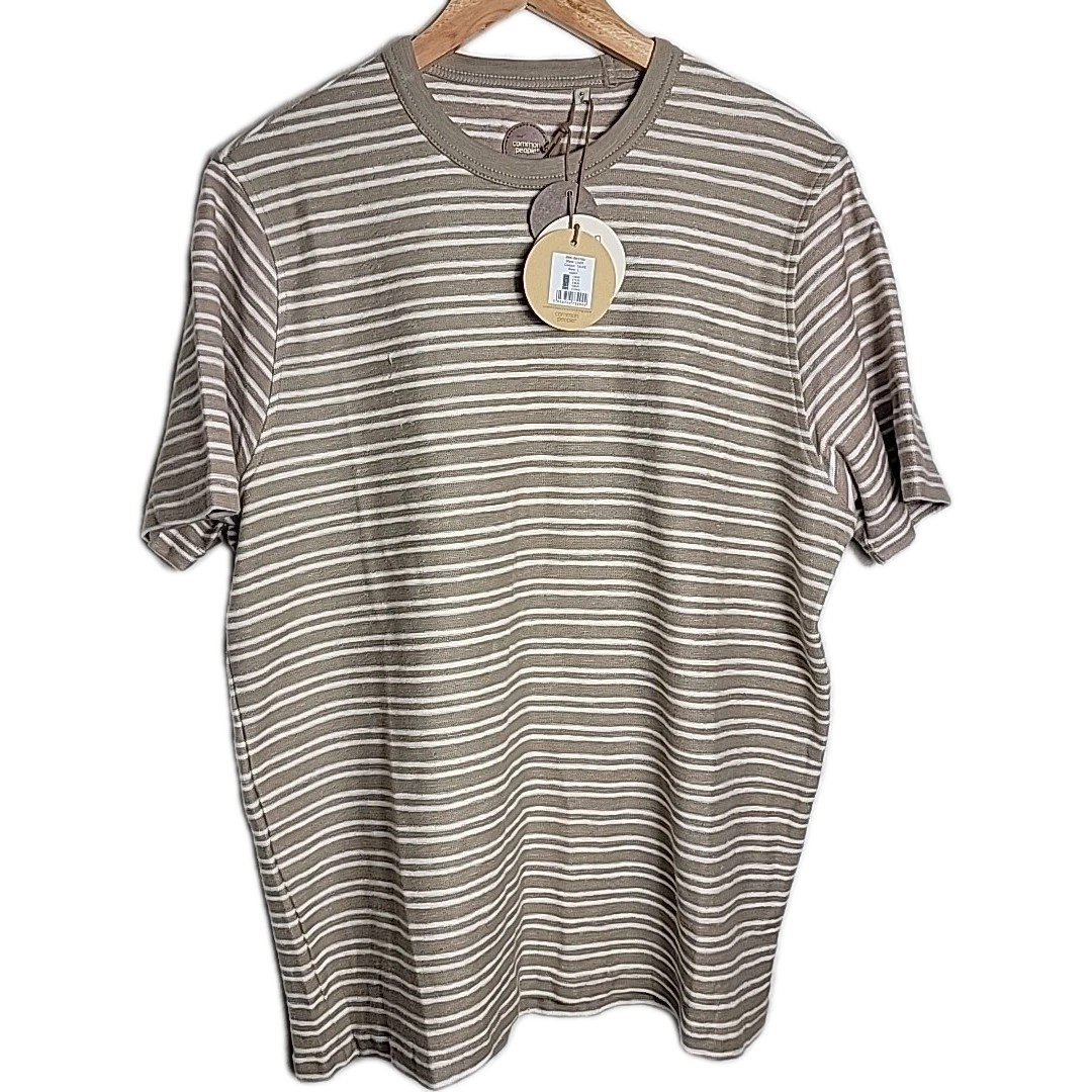 Common People Men’s Linear Shirt Relaxed Fit Soft Cotton Taupe Size L NEW