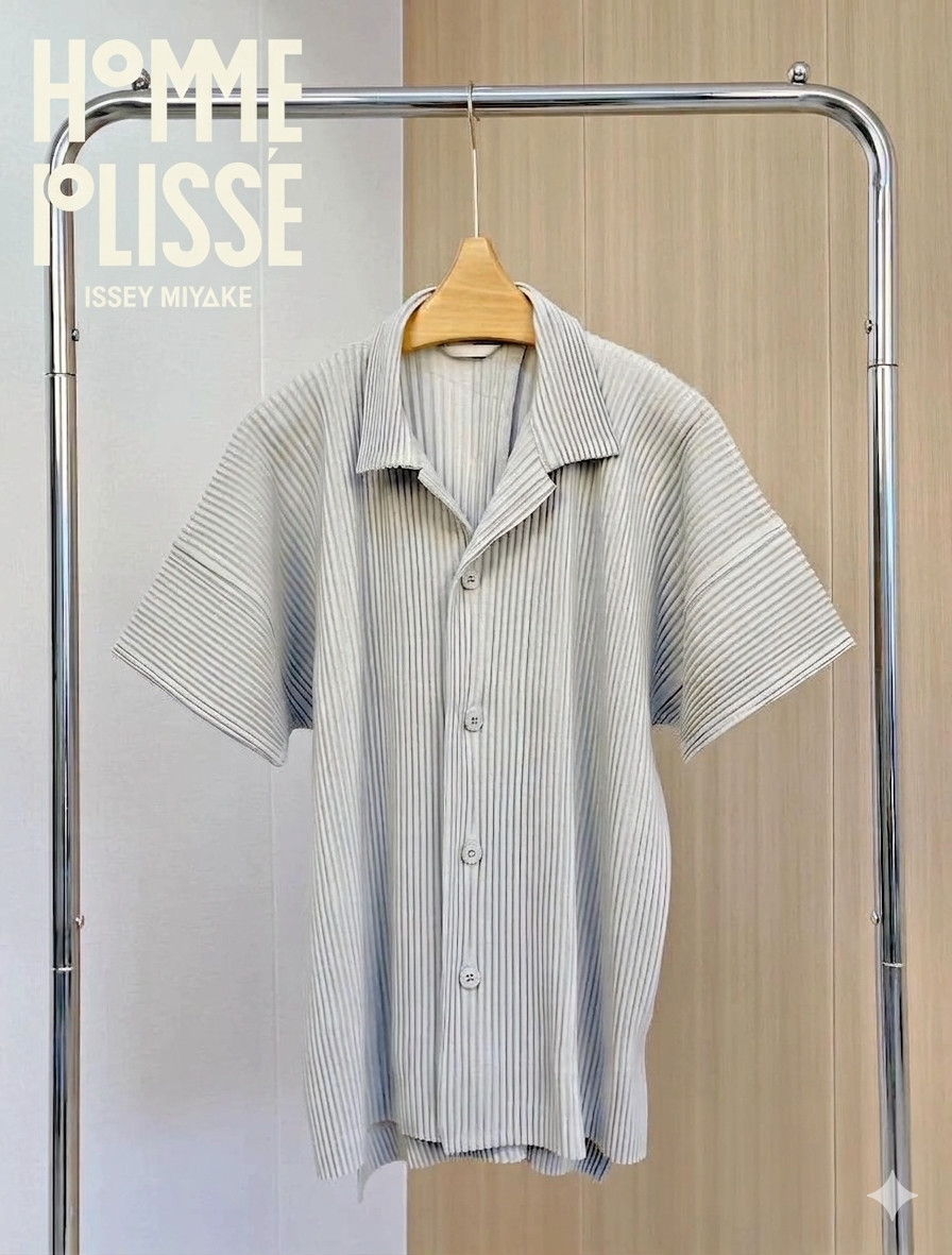 Homme Plisse Issey Miyake Men’s Black POLO T Shirt Size 3 JJ122