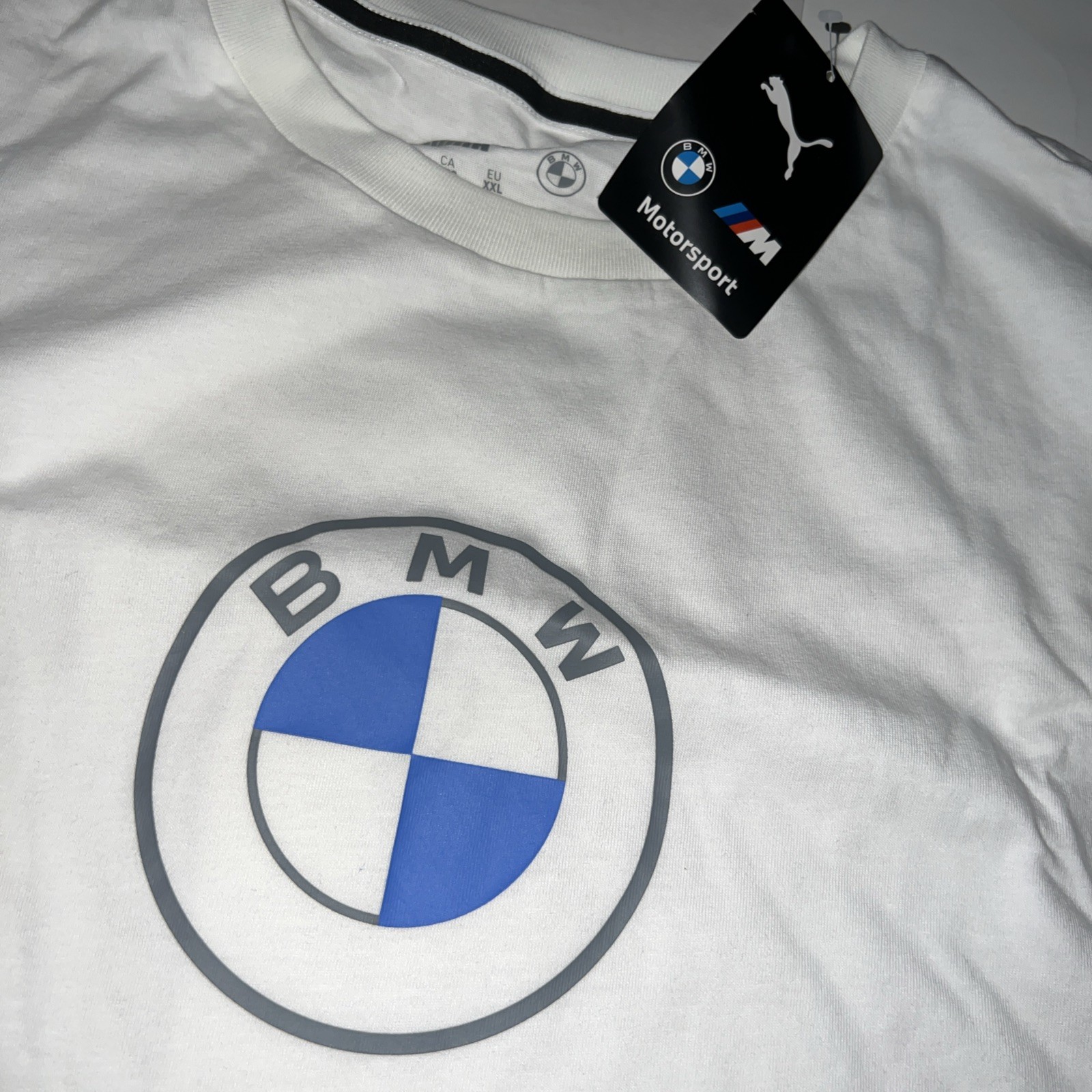 Puma BMW Motorsport MMS Racer Logo Men’s T Shirt White Sz XXL $40 NEW