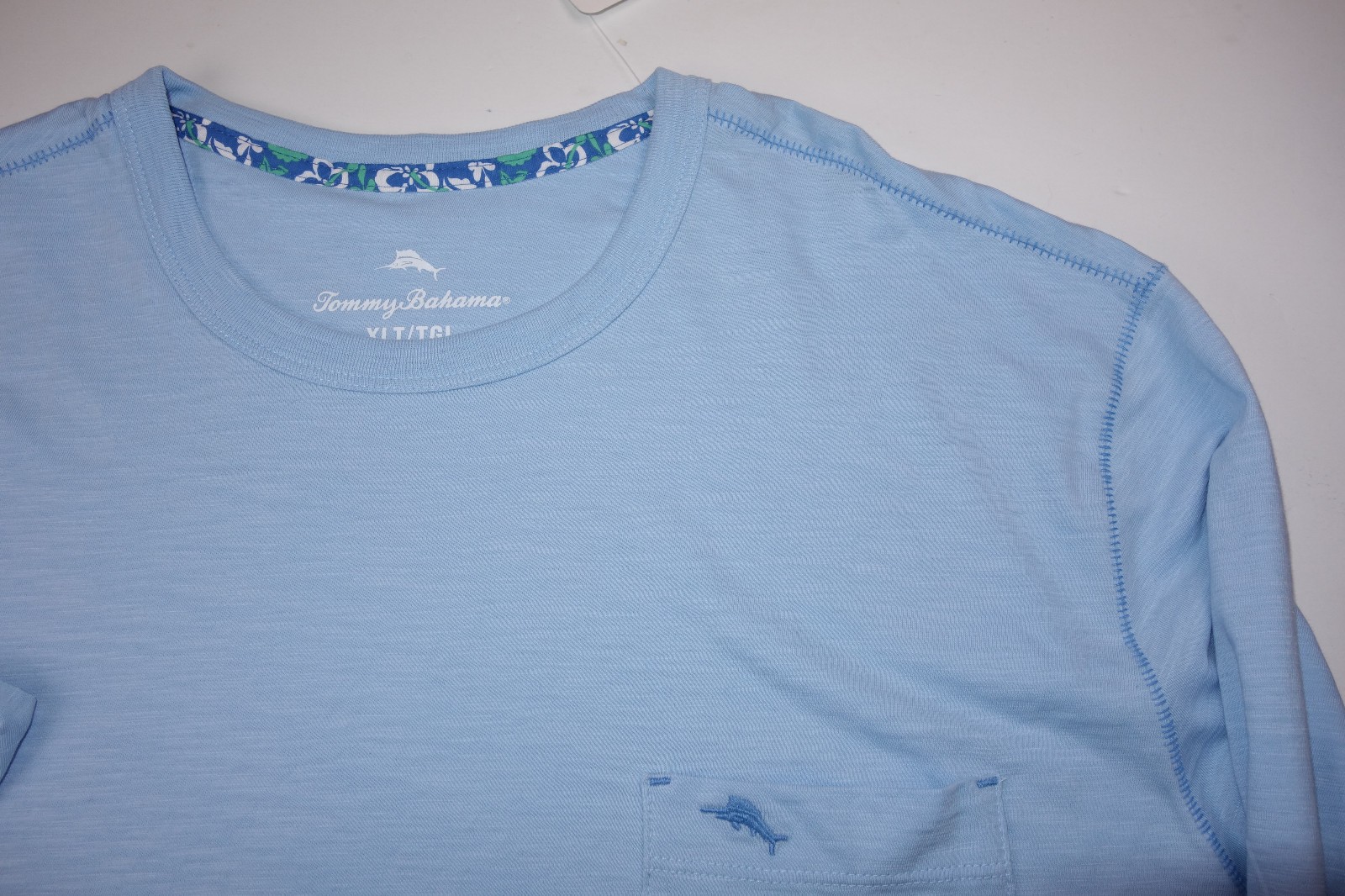 TOMMY BAHAMA Chambray Blue Bali Beach Crew Neck Long Sleeve T-Shirt New 3XL 3XLT