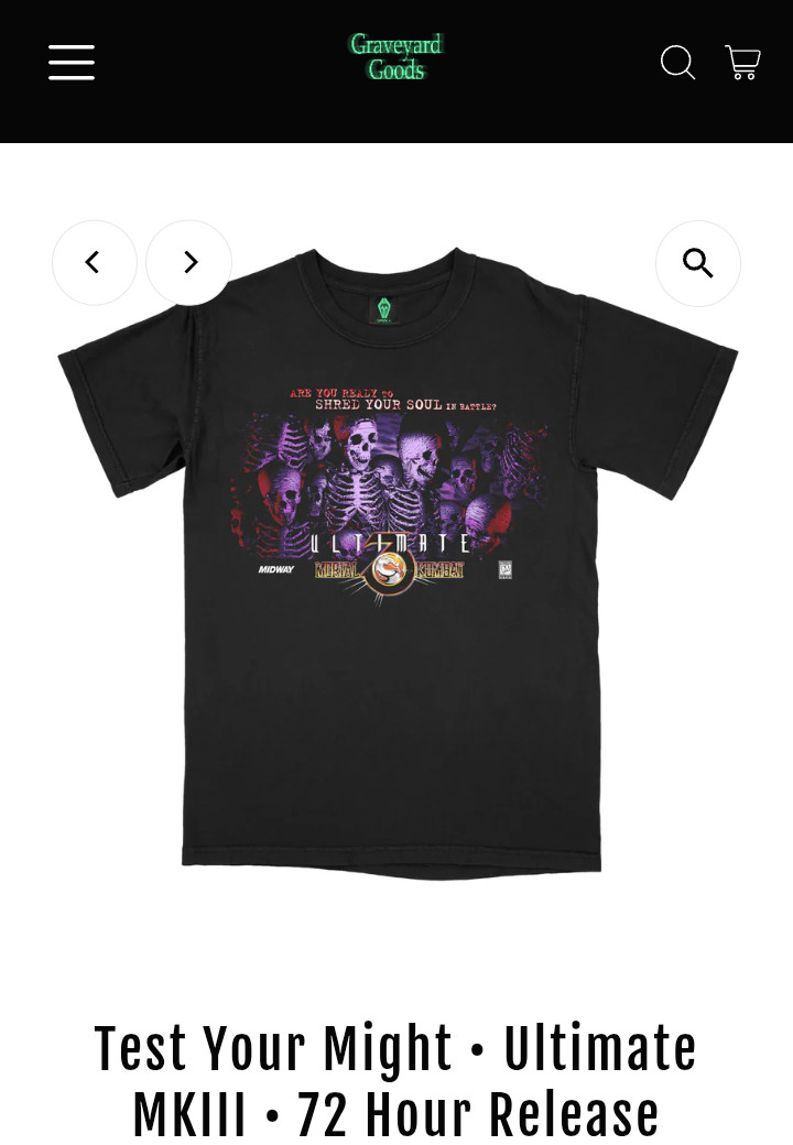 Graveyard Goods XL Tee Mortal Kombat Ultimate MKIII 72 Hrs Release Never Worn