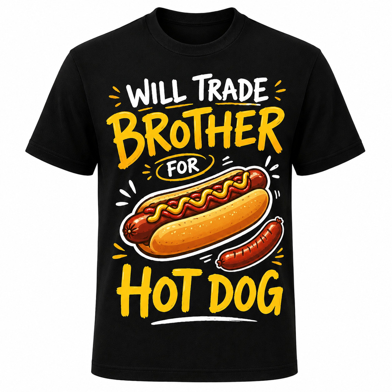 Will Trade Brother for Hot Dog T-Shirt For Mens Novelty Tee Top T-shirt