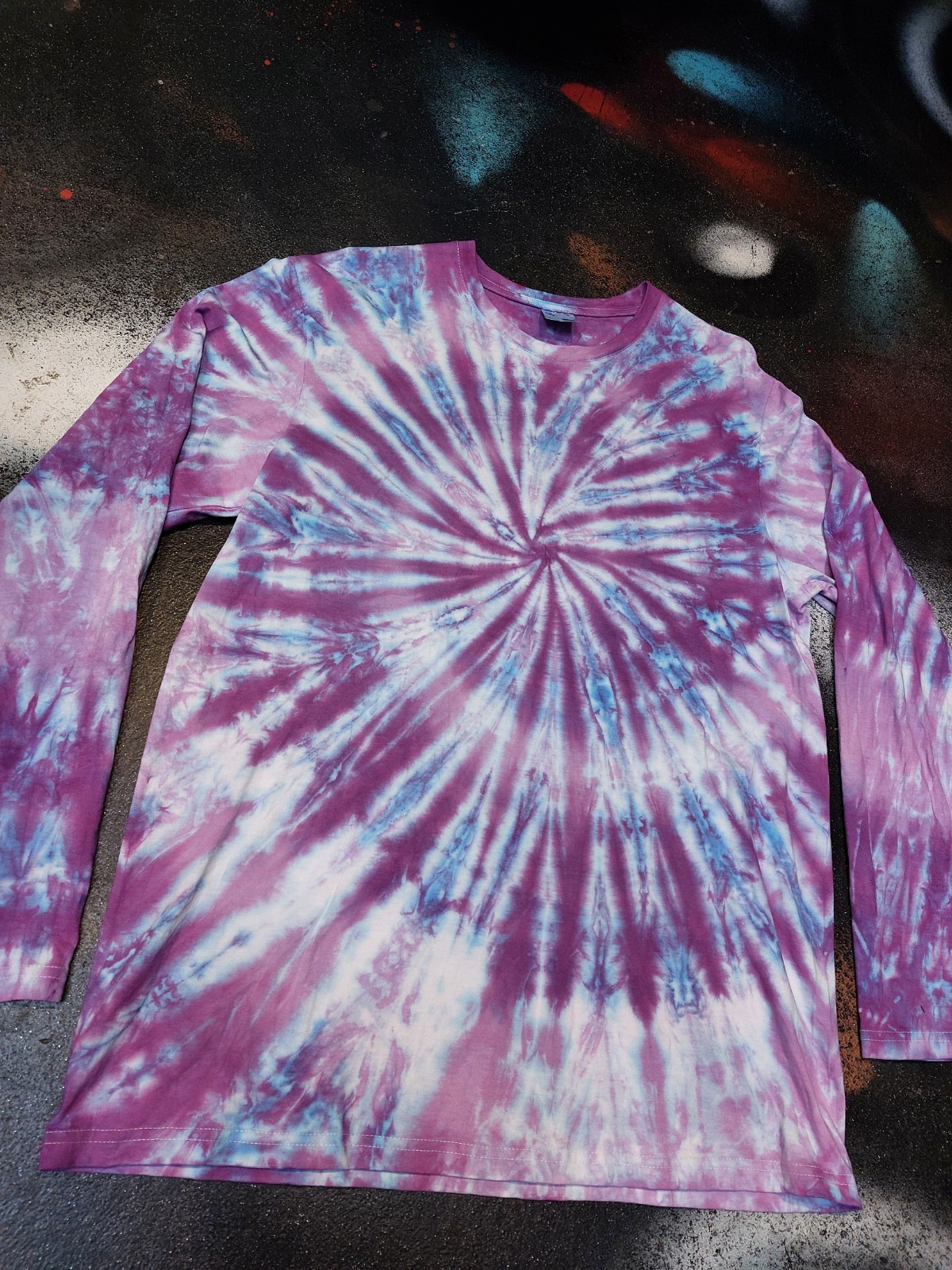 Purple & Lilac Pastel spiral festival tie dye t shirt top Long Sleeve size S-4XL