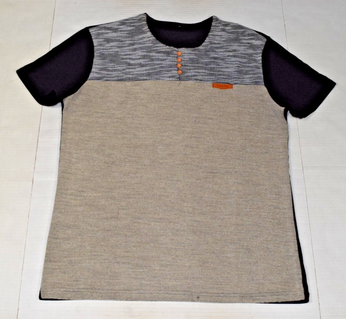 Mens Henley T-Shirt Logeeyar Fashion Show Size L Black Beige Gray Colorblock
