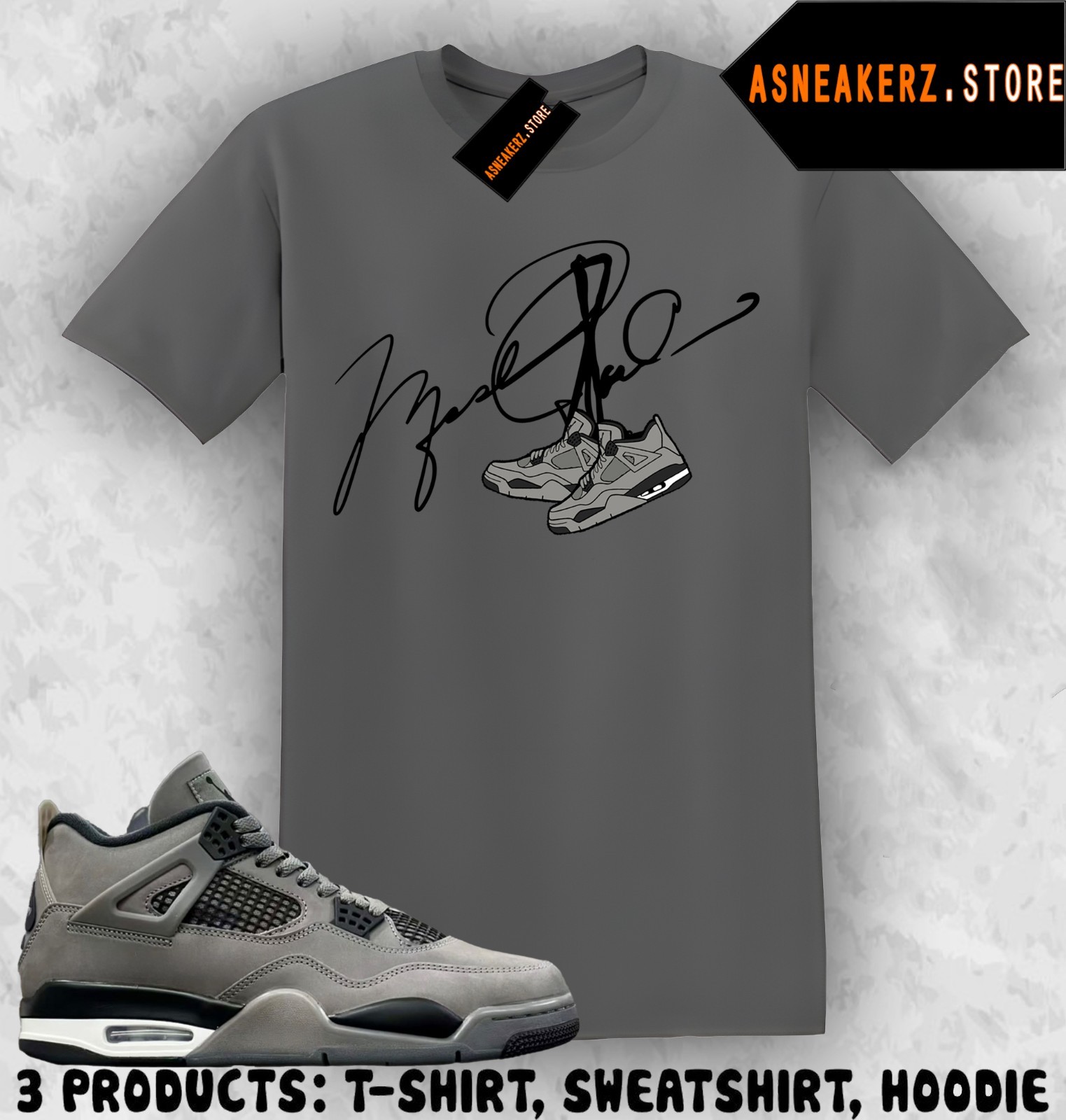 Tee Shirt Matching AJ 4 Cave Stone 2025 Match Sneaker 23 MJ Shoelace 4s T-Shirt
