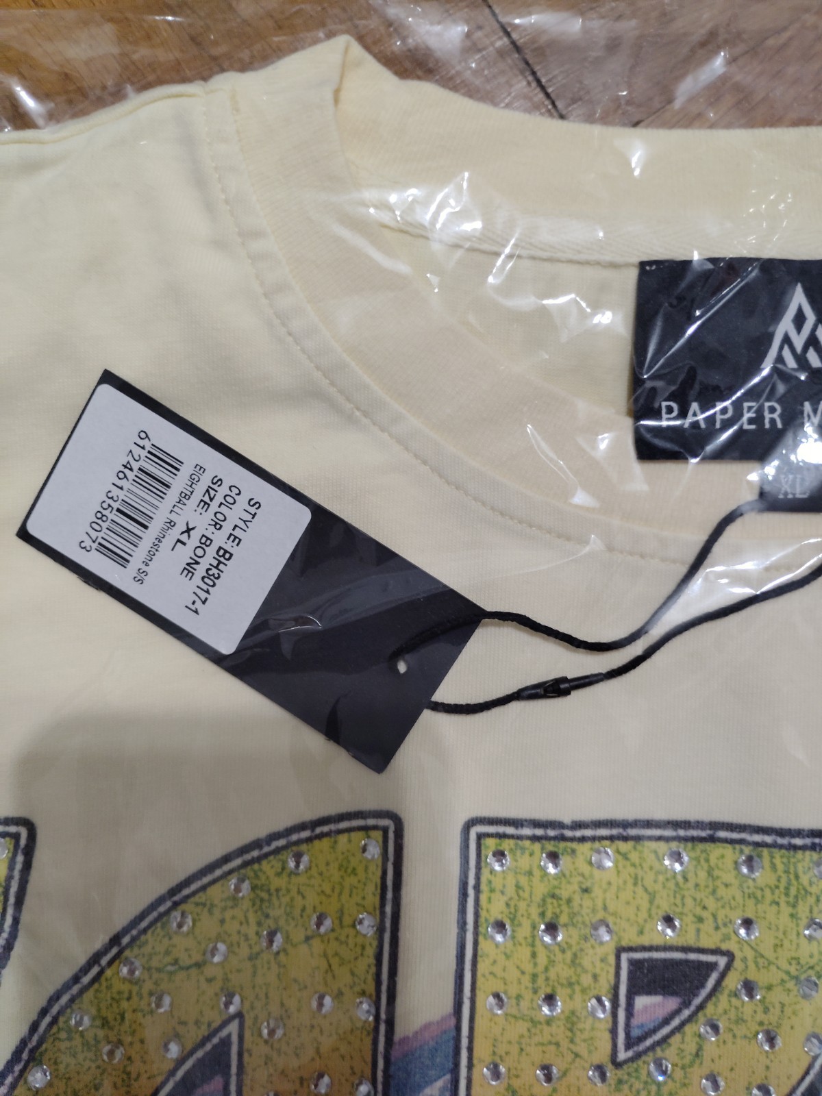 Paper Money Eight ball Rinestone Front And Back T-Shirt XL Brand New