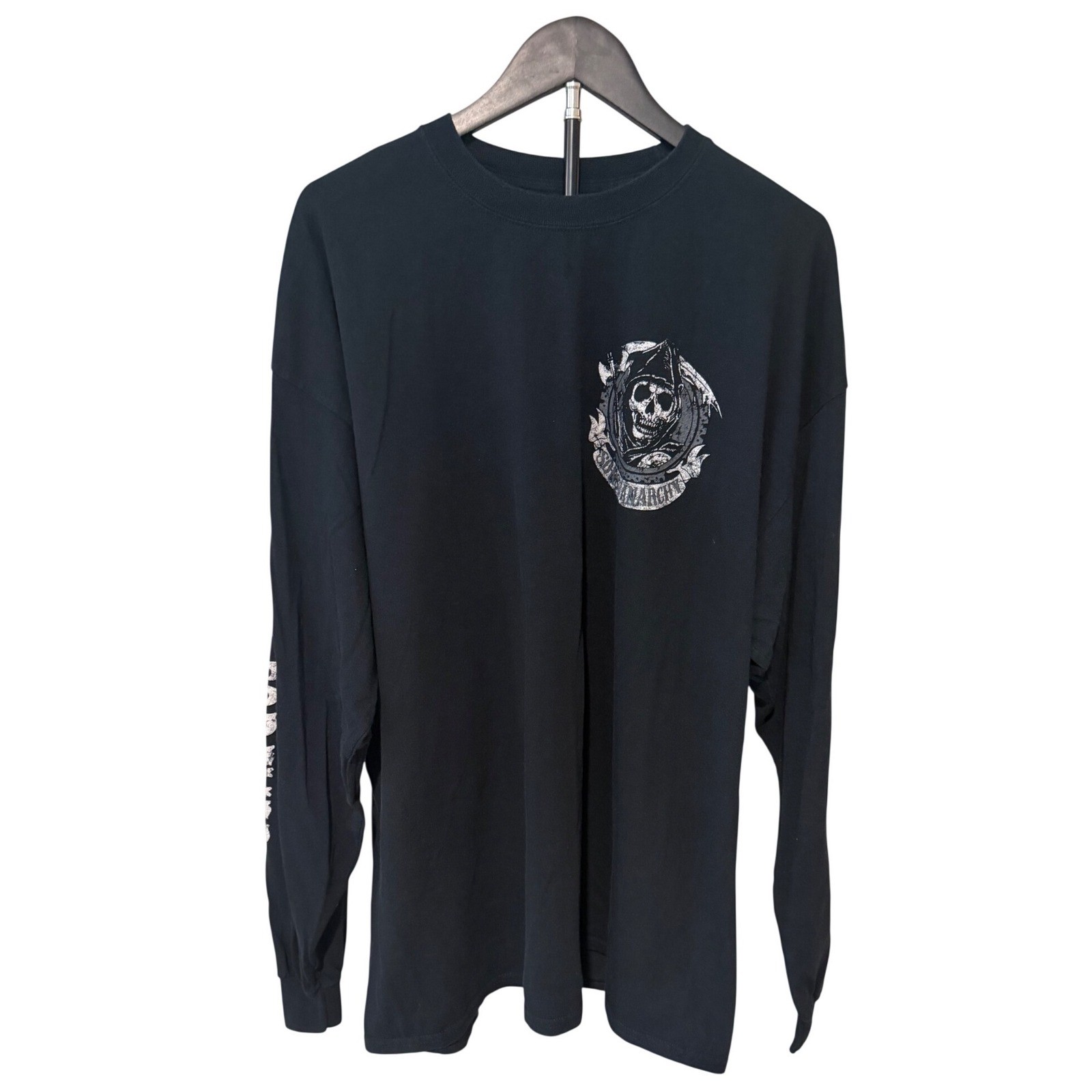 Sons of Anarchy SAMCRO Long Sleeve Graphic T-Shirt Black Mens XL Reaper Logo