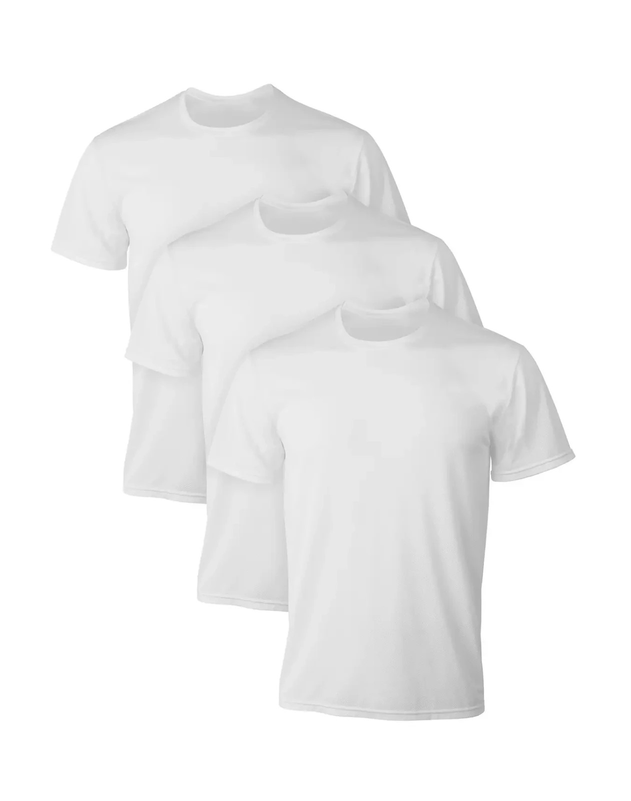 New Hanes Men’s 3 Pack X-Temp Breathable Mesh Tagless White T-Shirts Large 42-44