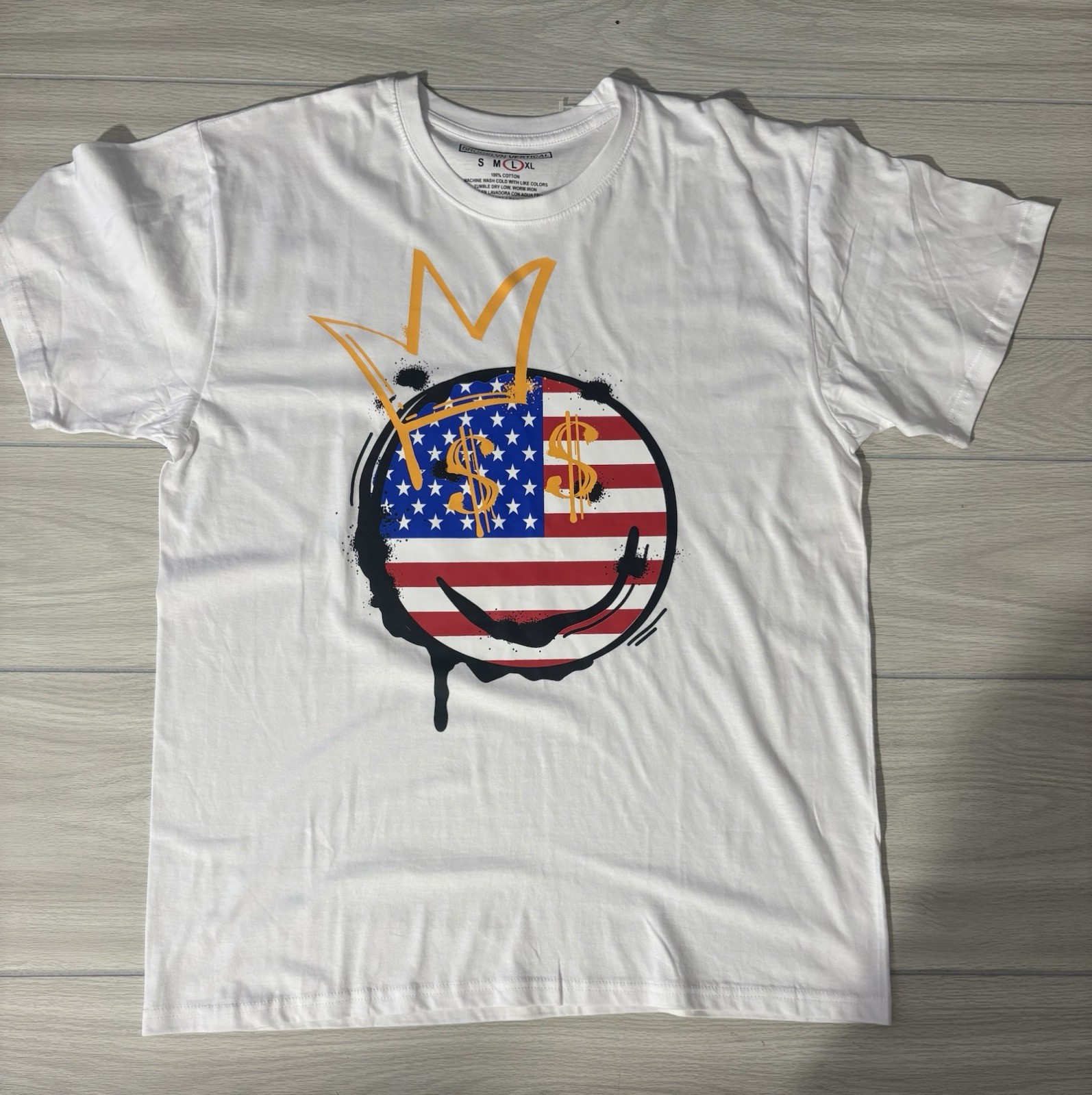Men’s White T-Shirt Brooklyn Vertical Size M