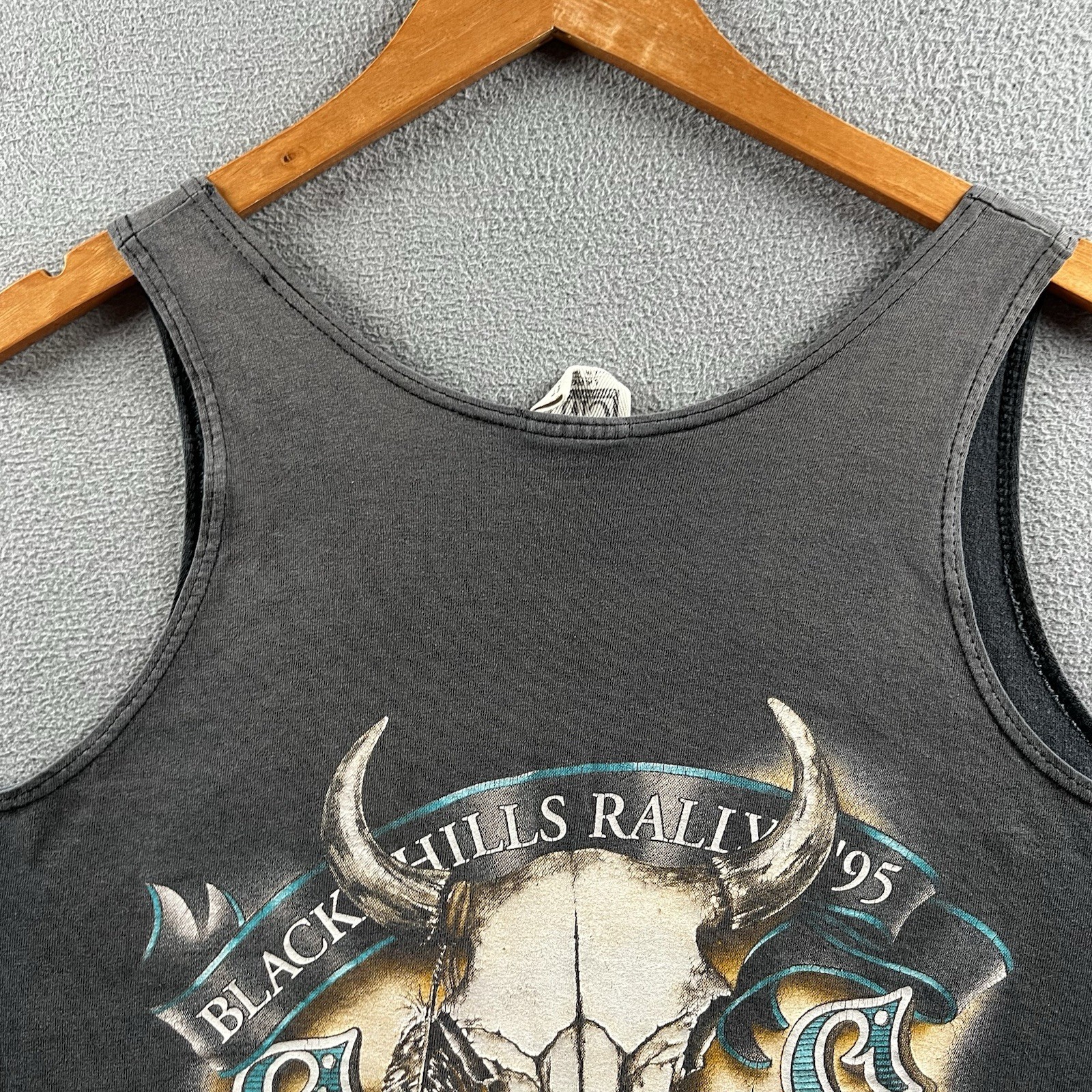 Vintage 3D Emblem Wolf Tank Top Mens Large Black Faded Sleeveless Biker Sturgis