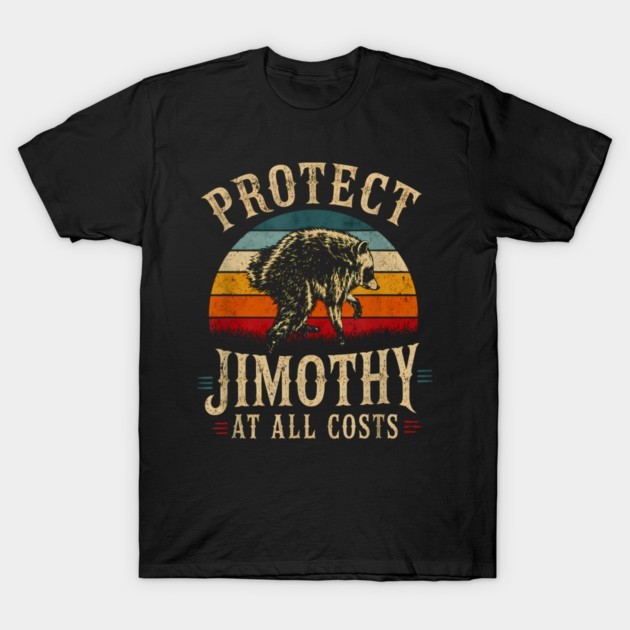 Protect Jimothy Raccoon Shirt Funny Vintage Retro Sunset Graphic Tee Gift S-5XL