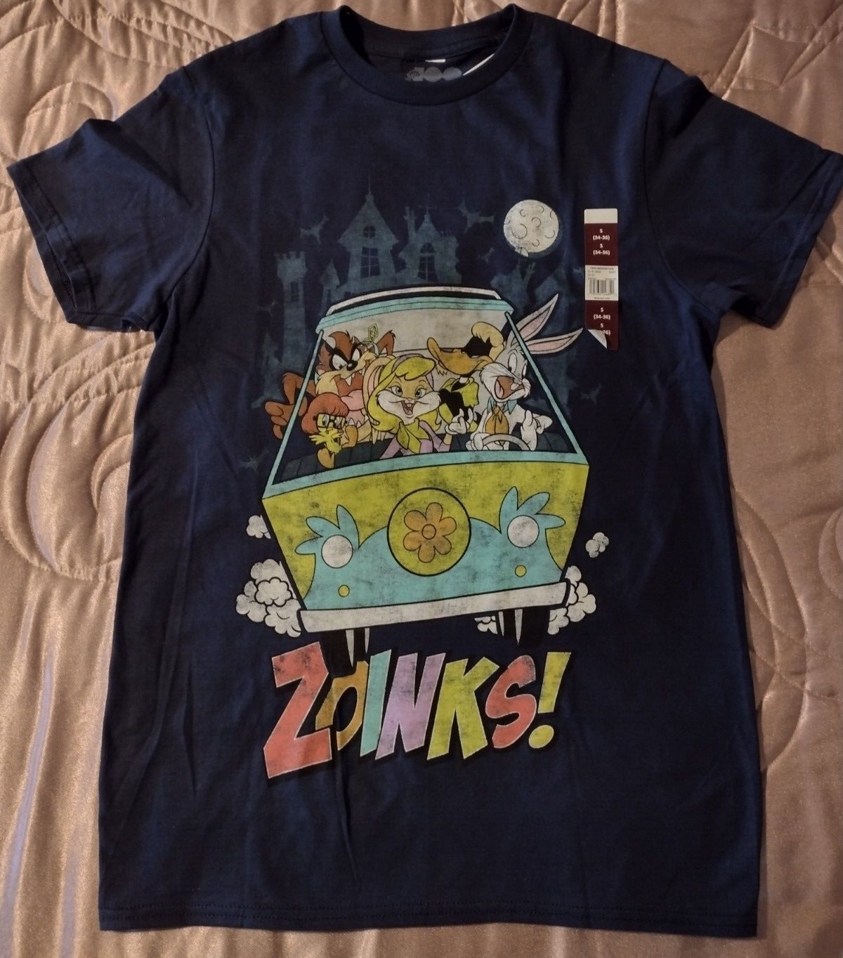 WB x LOONEY TUNES Scooby Doo Mystery Machine Zoinks! Navy T-Shirt S (34-36)