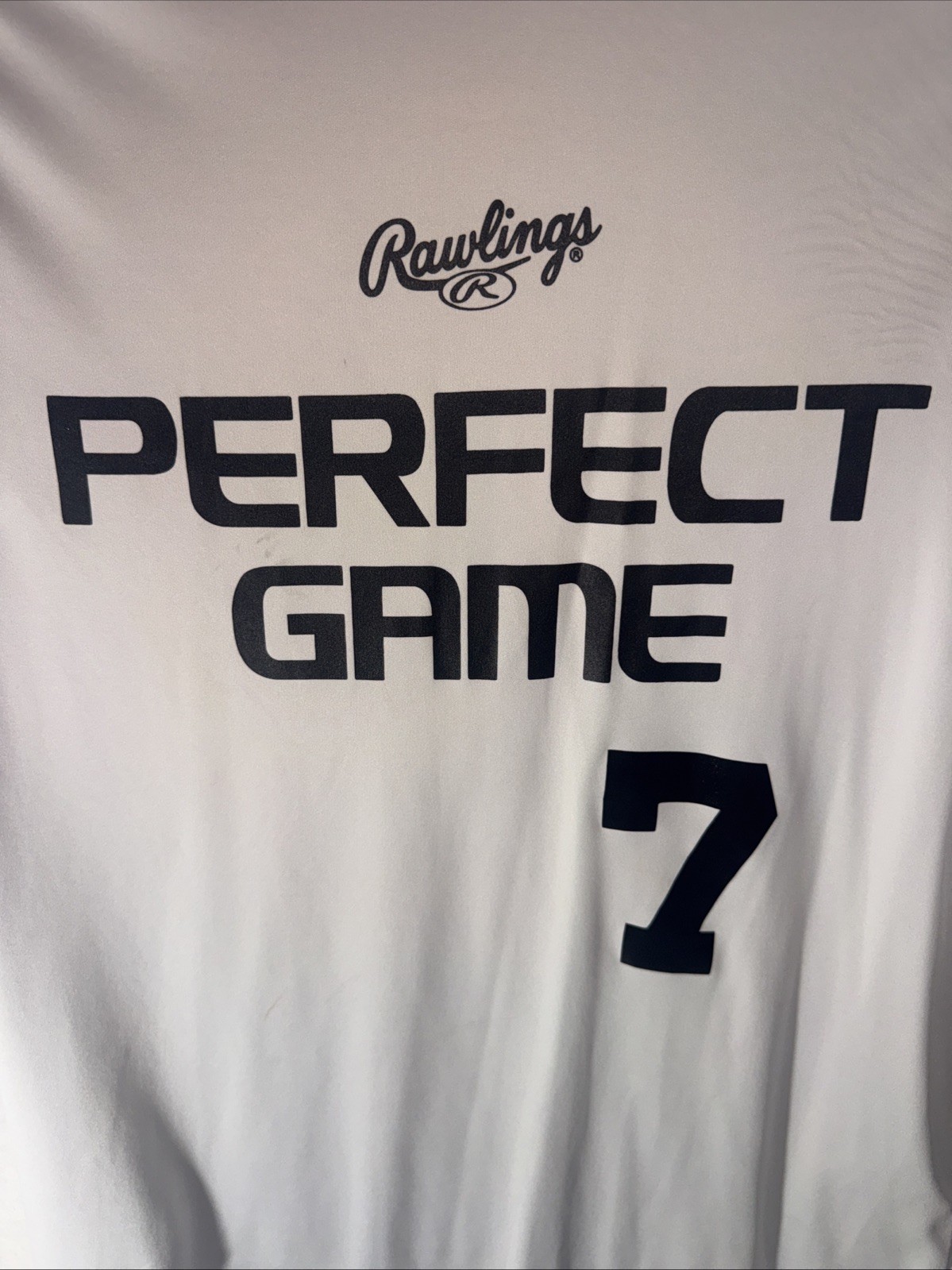 Rawlings Perfect Game Shirt White #7 Softball Baseball Size Medium