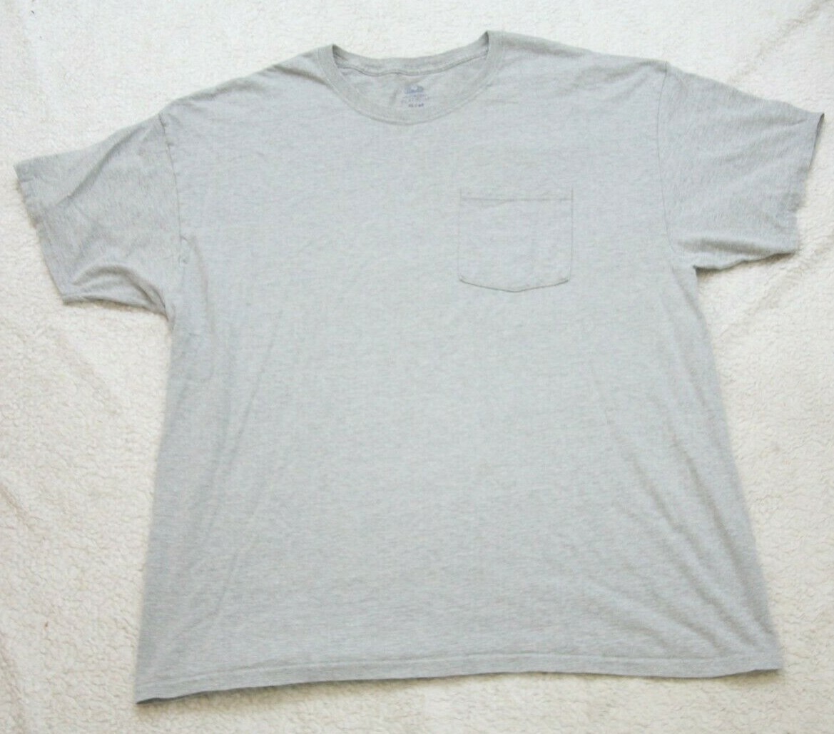 FOTL Platinum Gray Cotton Poly Crew Neck Man’s Solid Pocket Tee T-Shirt XL F34