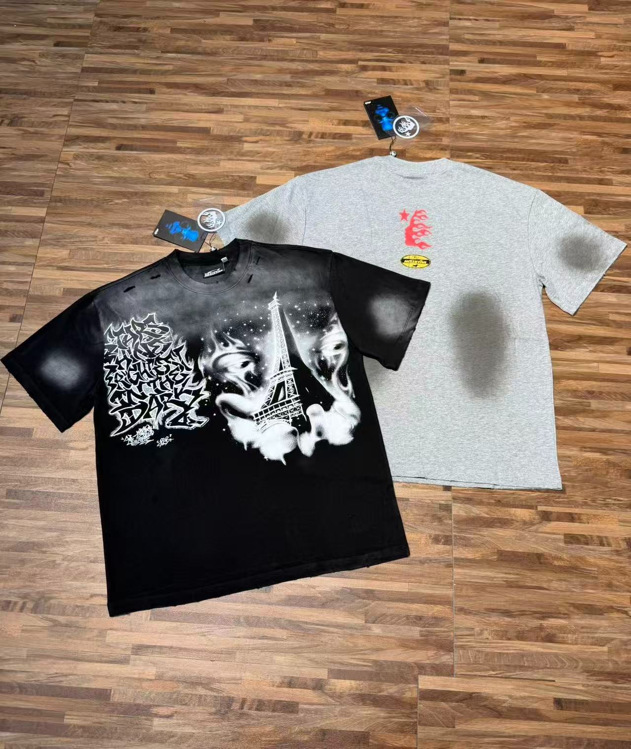 Graphic Hellstar tee shirt Men’s Black/Gray Cotton NEW S-M-L-XL