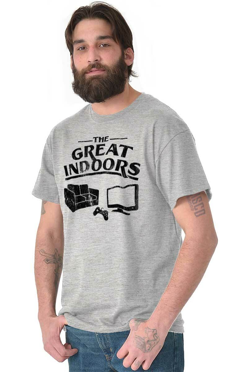 Funny Video Game The Great Indoors Introvert Mens Casual Crewneck T Shirts Tees