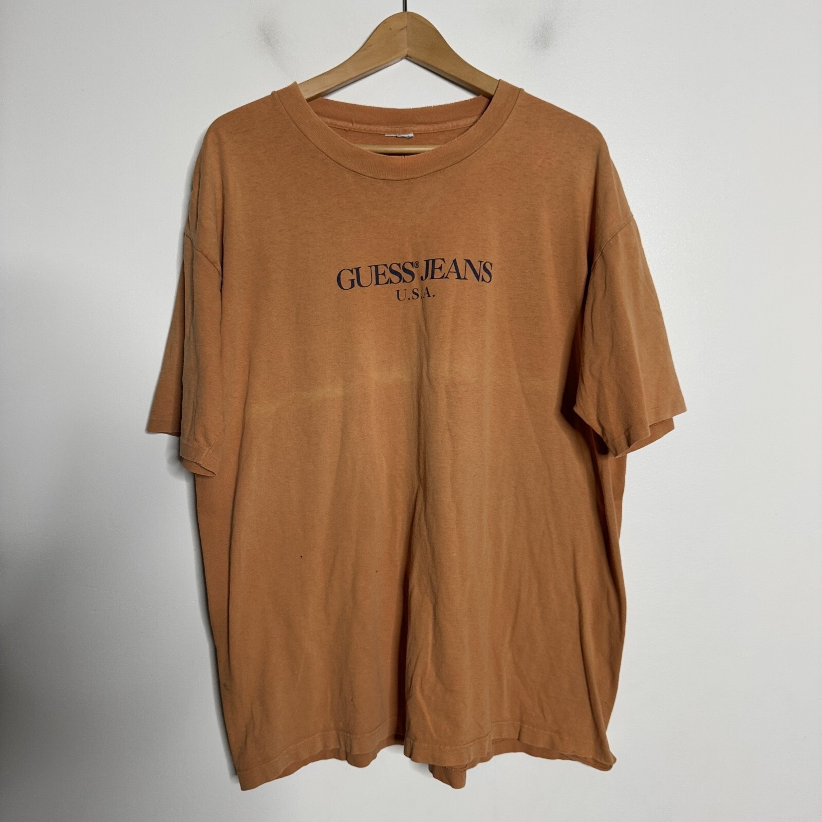 Guess Jeans T Shirt XL Mens USA Orange Vtg 90s Y2K