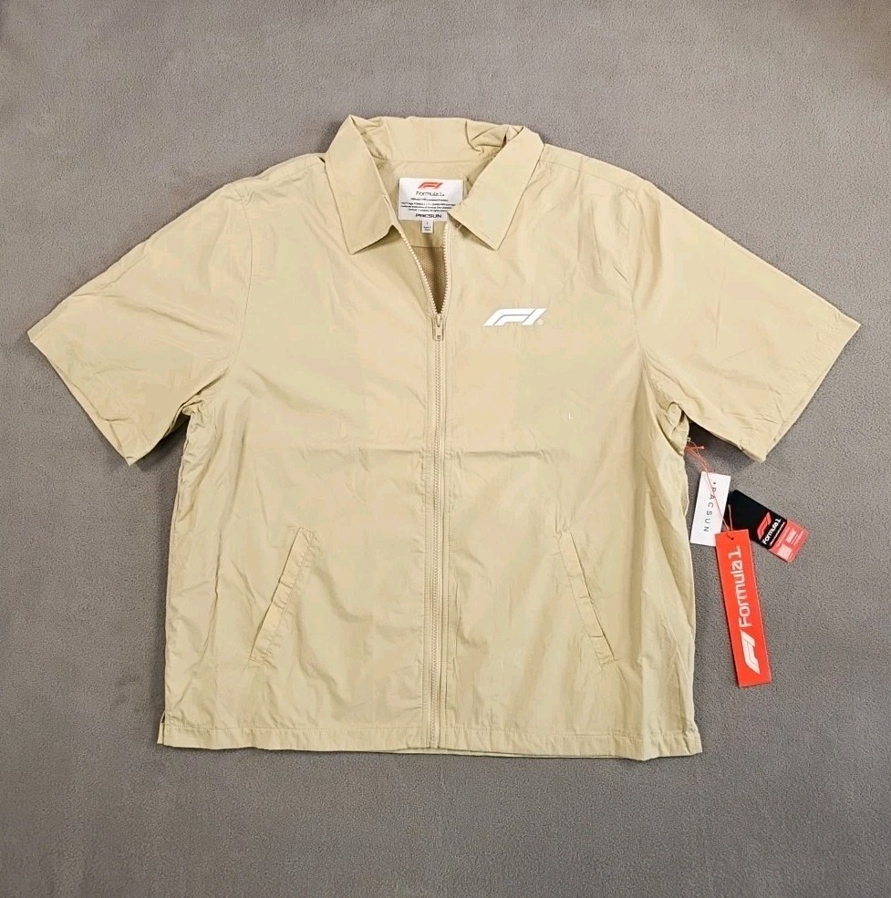 Formula 1 x PacSun Eco Team Zip Up Shirt Tan Size Large SOLD OUT