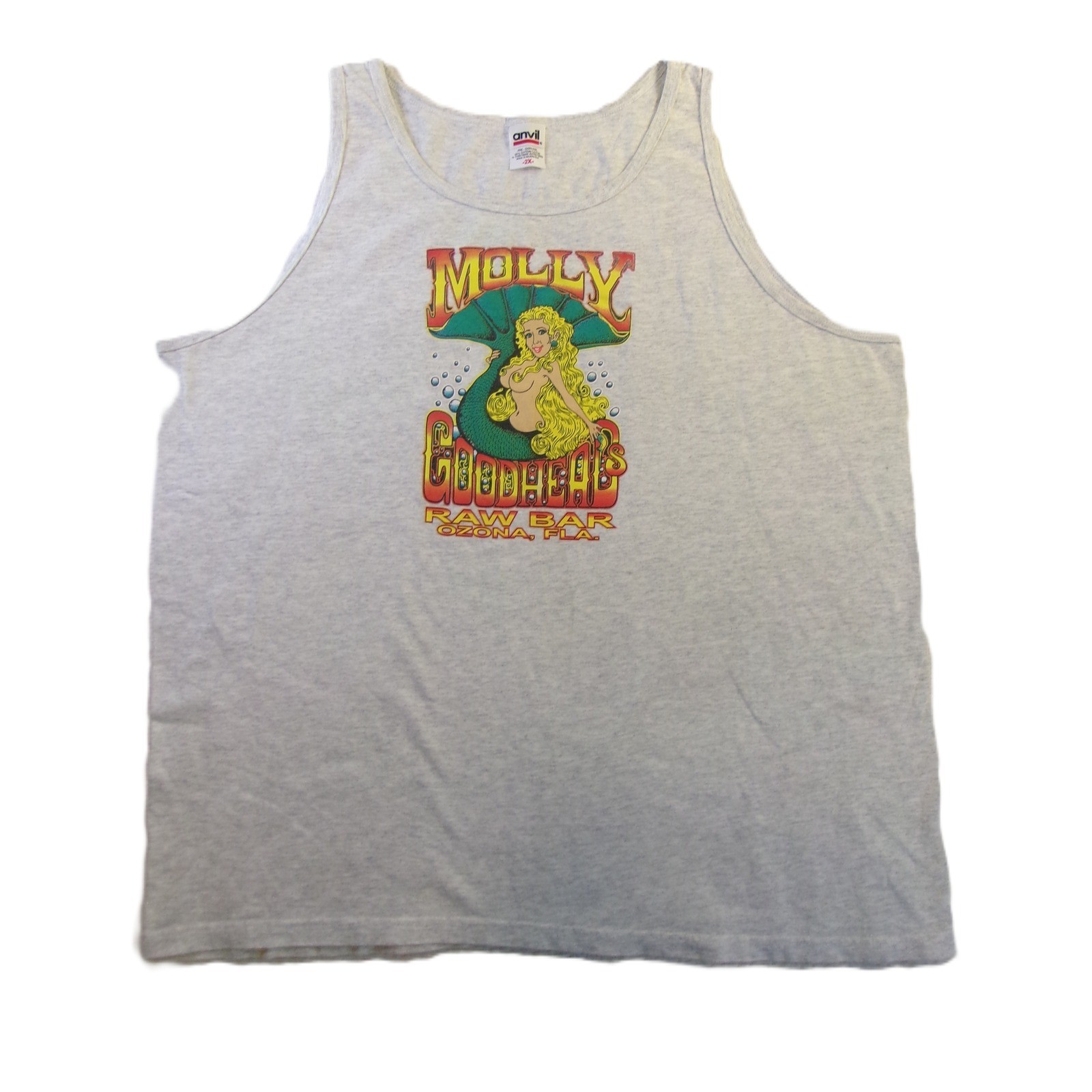 Anvil Molly Goodheads Raw Bar Ozona FL Mermaid Tank Top Mens 2XL Grey Heather