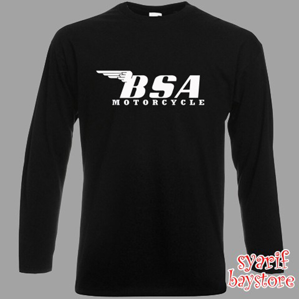 BSA Classic Motorcycle Long Sleeve Black T-Shirt Size S to 2XL