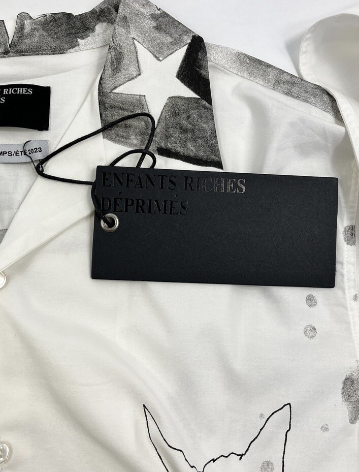 ENFANTS RICHES DEPRIMES – WHITE ABSTRACT GRAPHIC PRINT SHIRT SIZE: XL