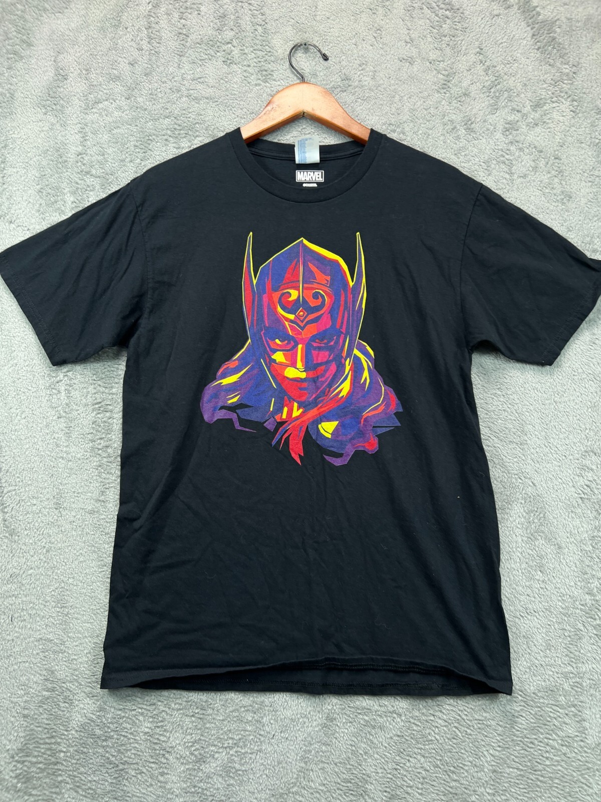 Marvel Thor Female T Shirt Mens Medium Black Ring Spun Crew Graphic Short Sleeve