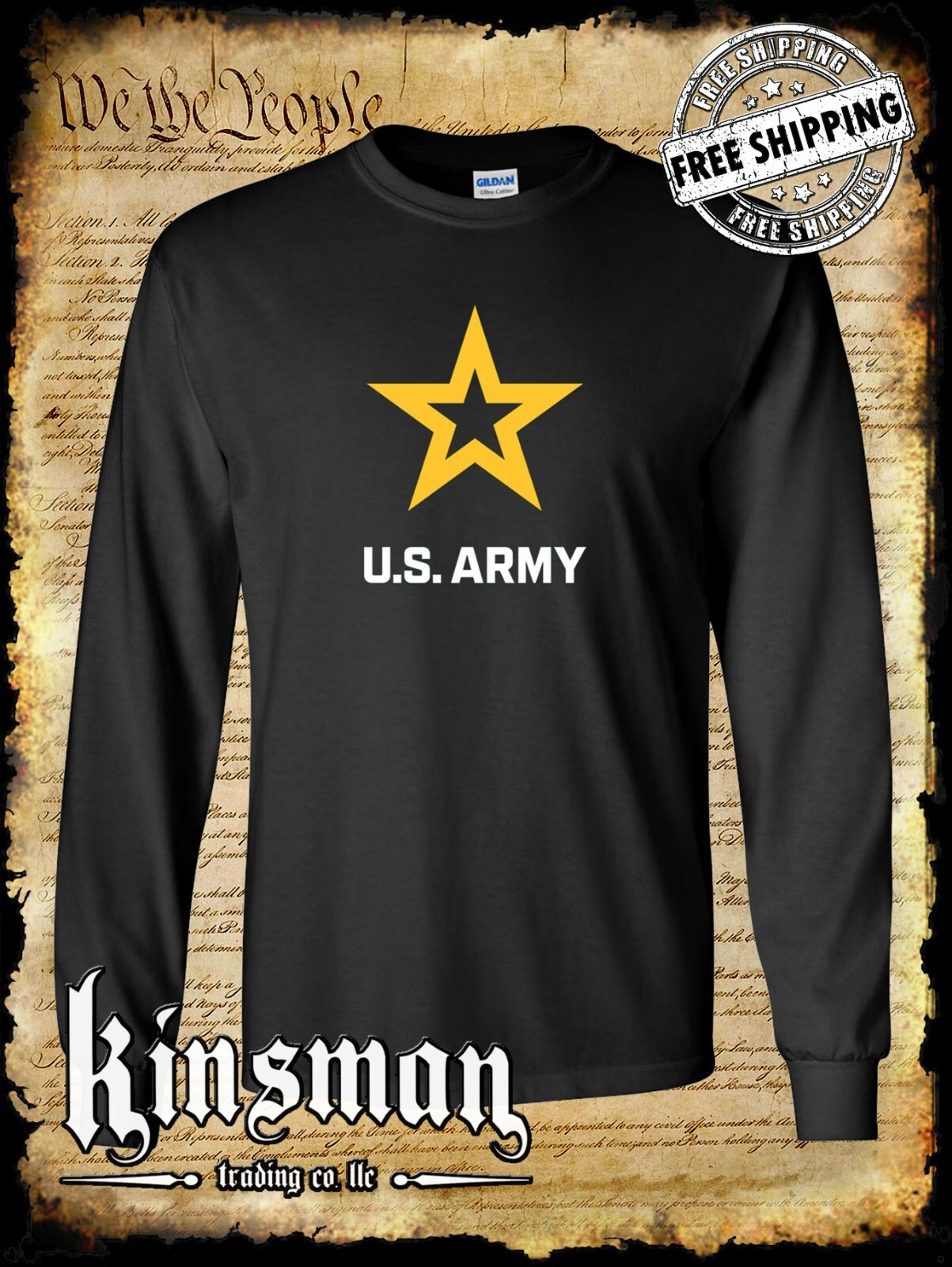 Army Star Logo Long Sleeve T-Shirt United States of America Military Licensed