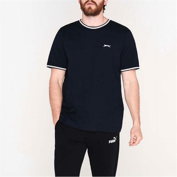 Mens Slazenger 100% Cotton Tipped Crew Neck T Shirt XS S M L XL XXL 3XL 4XL BNWT