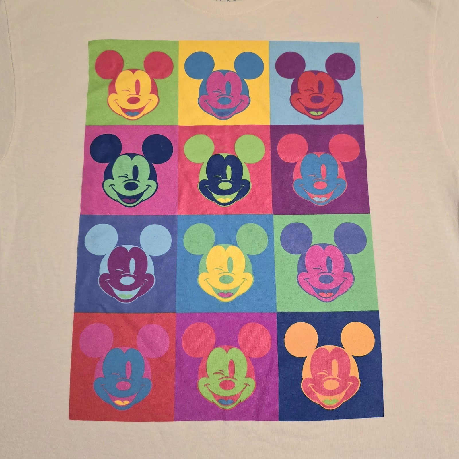 Disney Mickey Mouse Multicolor Pop Art Design Unisex T-shirt Size Large