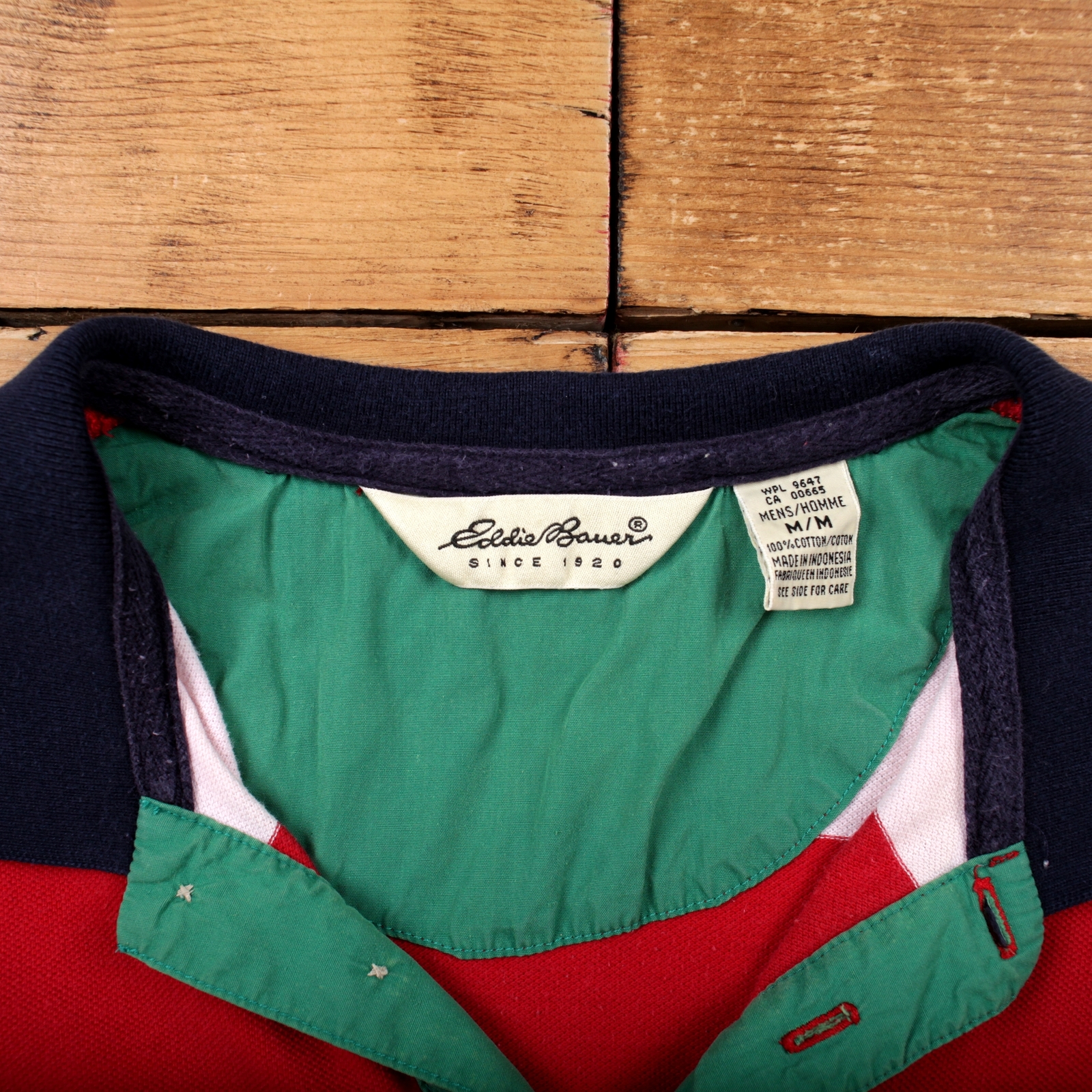 Vintage Eddie Bauer Polo Shirt T Shirt M Striped Multicoloured Tee