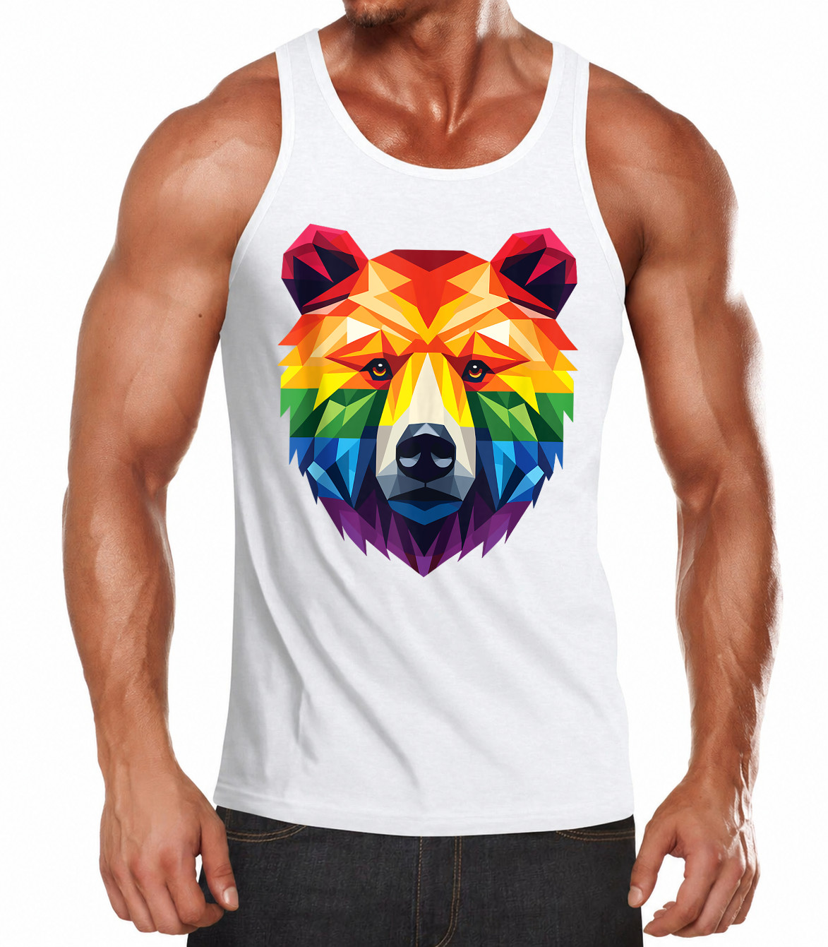 Geometric Bear in LGBT Flag, Gay Pride Bear Tank Top