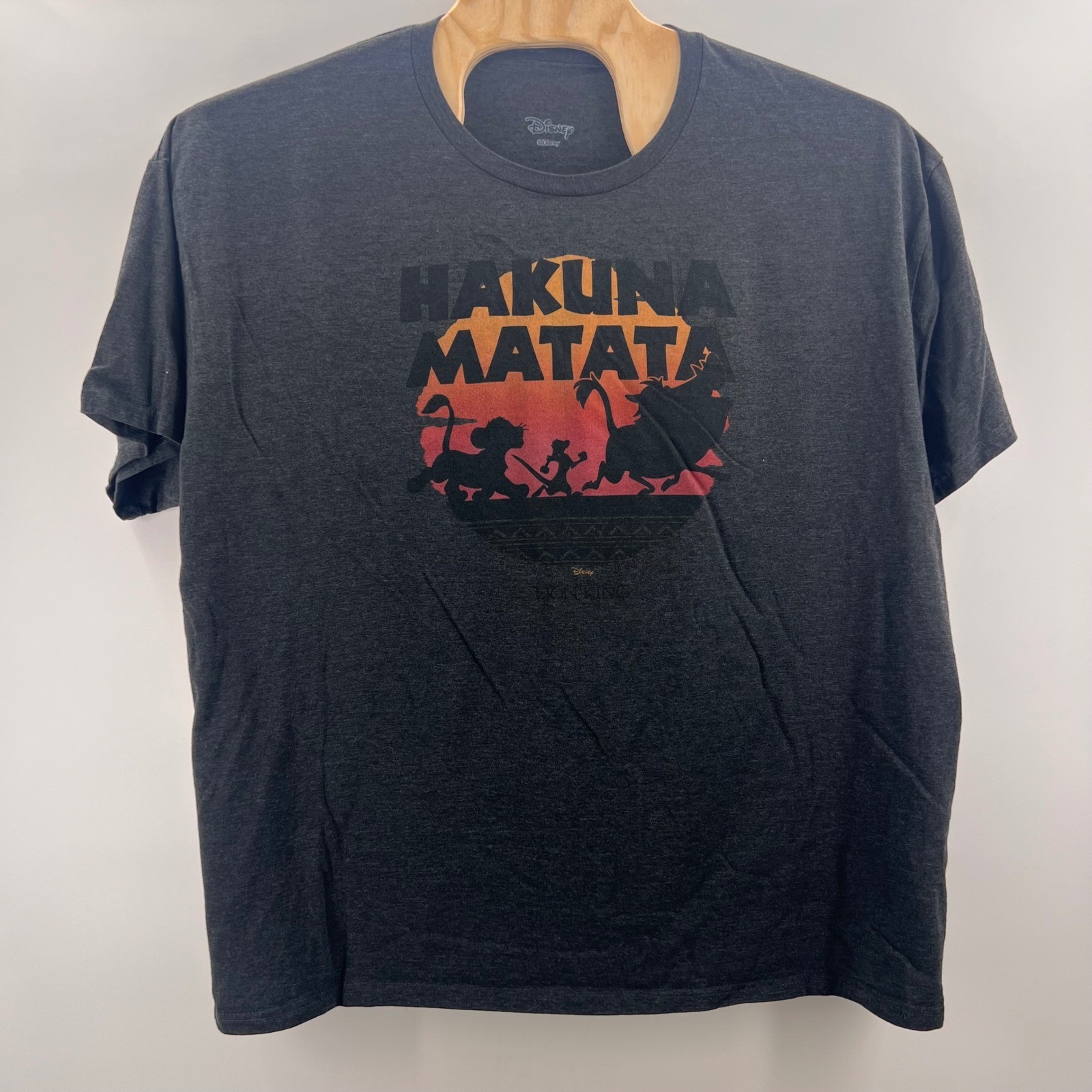 Disney The Lion King Hakuna Matata Graphic T-Shirt Heather Charcoal Mens XL
