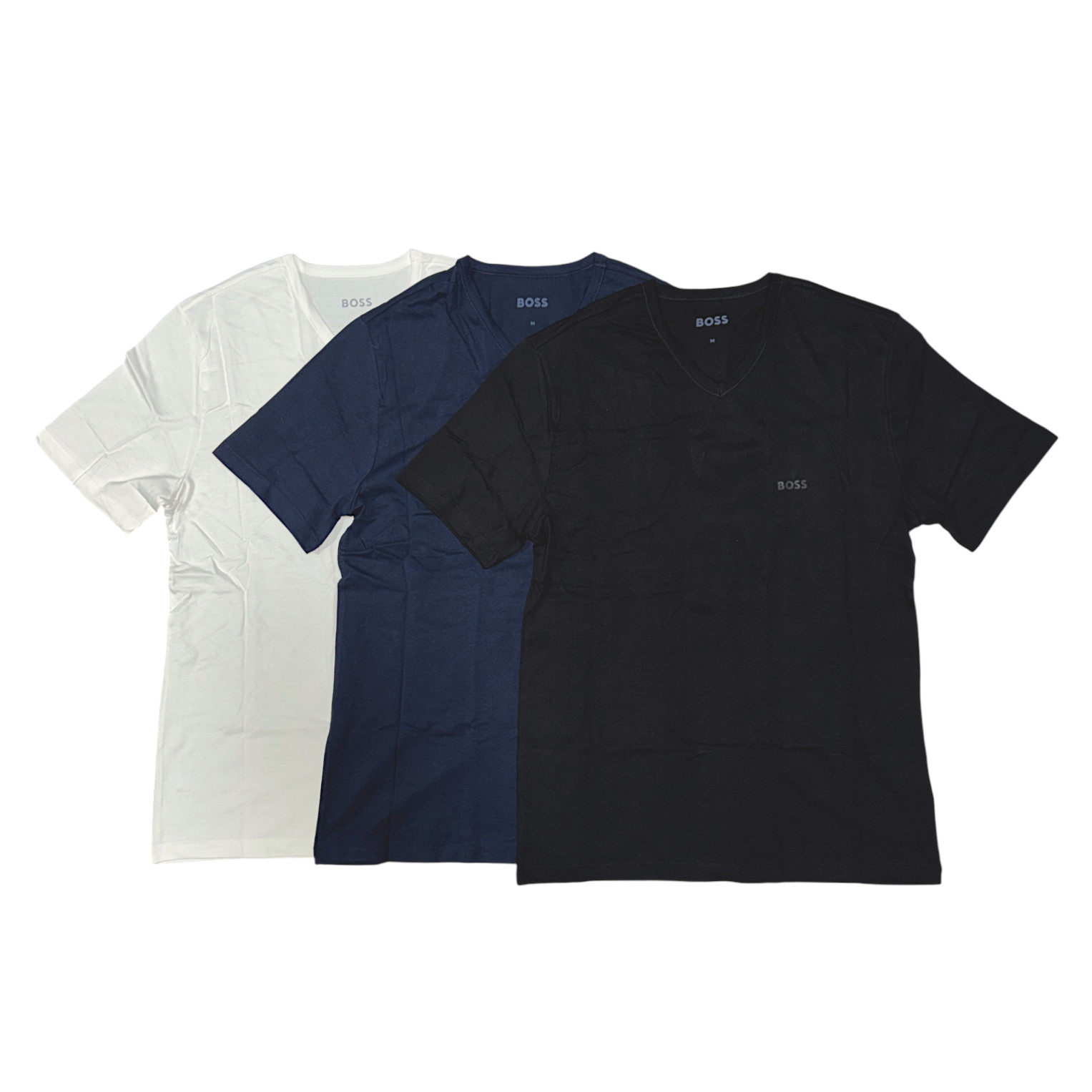BOSS V-Neck Mens T-Shirts 3 Pack Multicoloured Short Sleeve With Logo