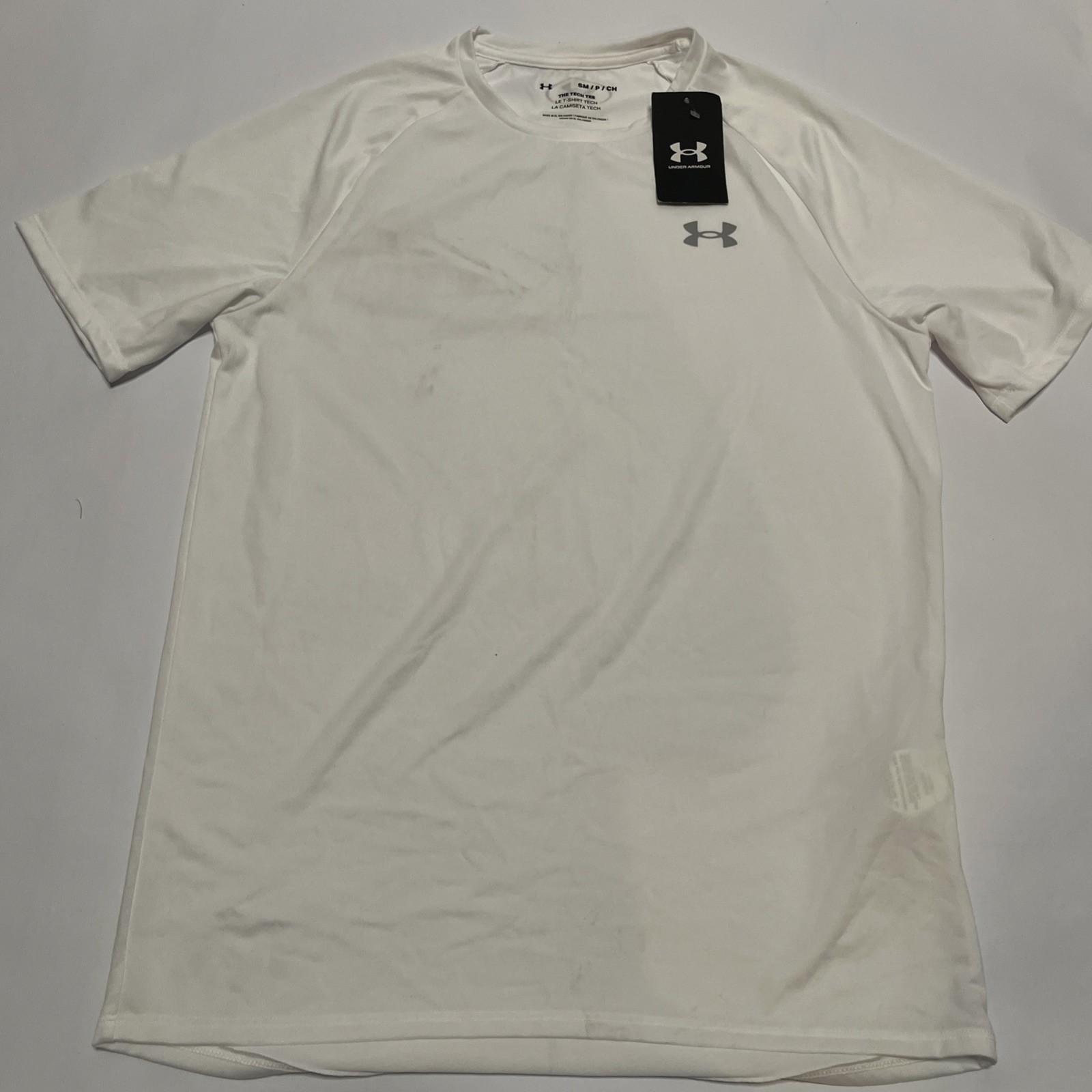NWT Under Armour The Tech Tee Short Sleeve Shirt Men’s Size Small White Top