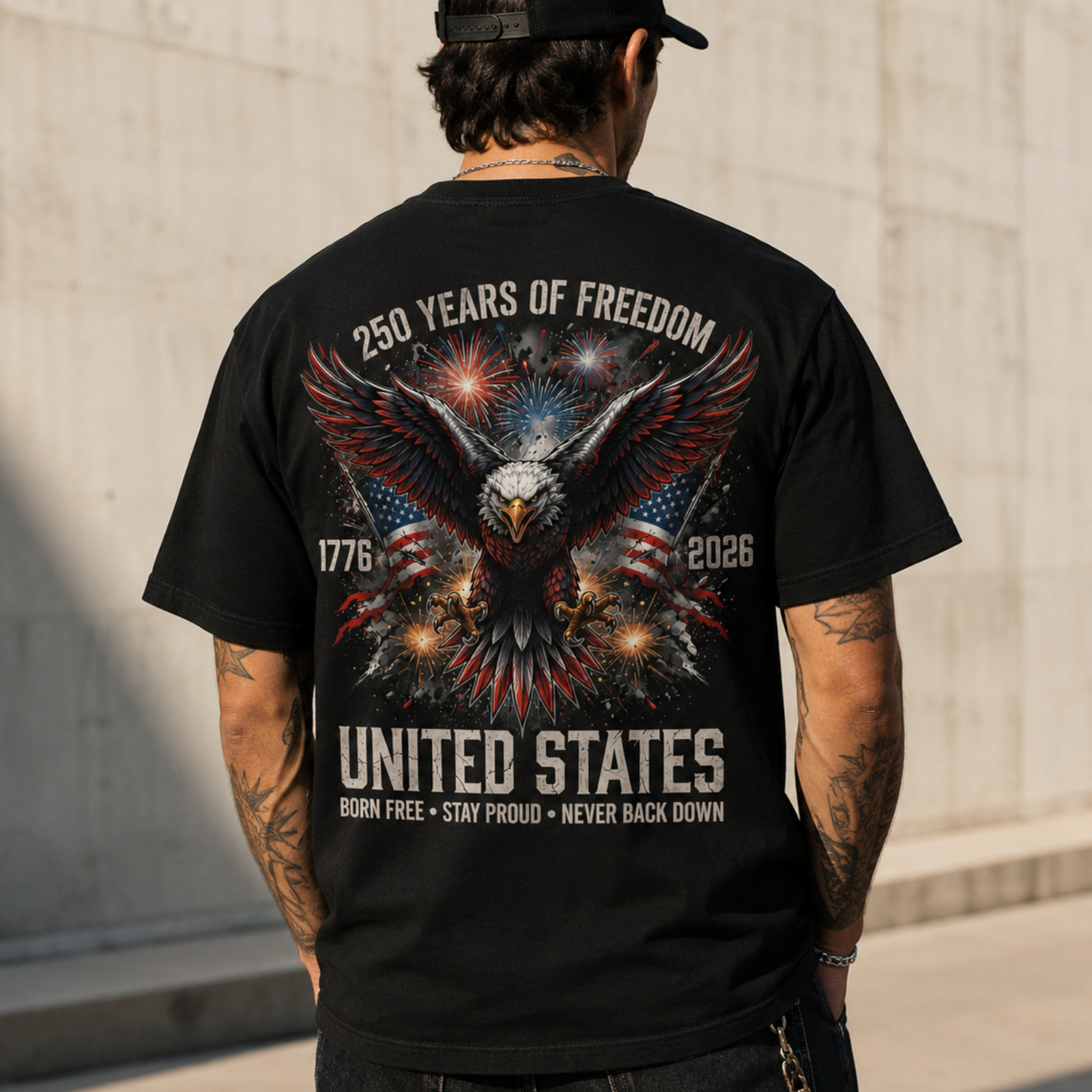250 Years of Freedom Shirt Men USA We The People Patriotic Eagle July 4th(S-5XL)