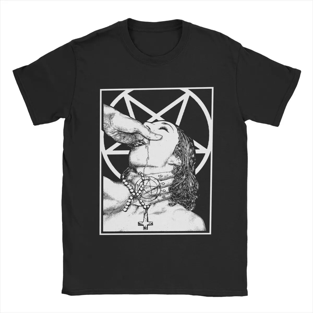 Satanic Nun Satan T Shirt for Men Cotton Cool T-Shirt O Neck Tee Shirt Short