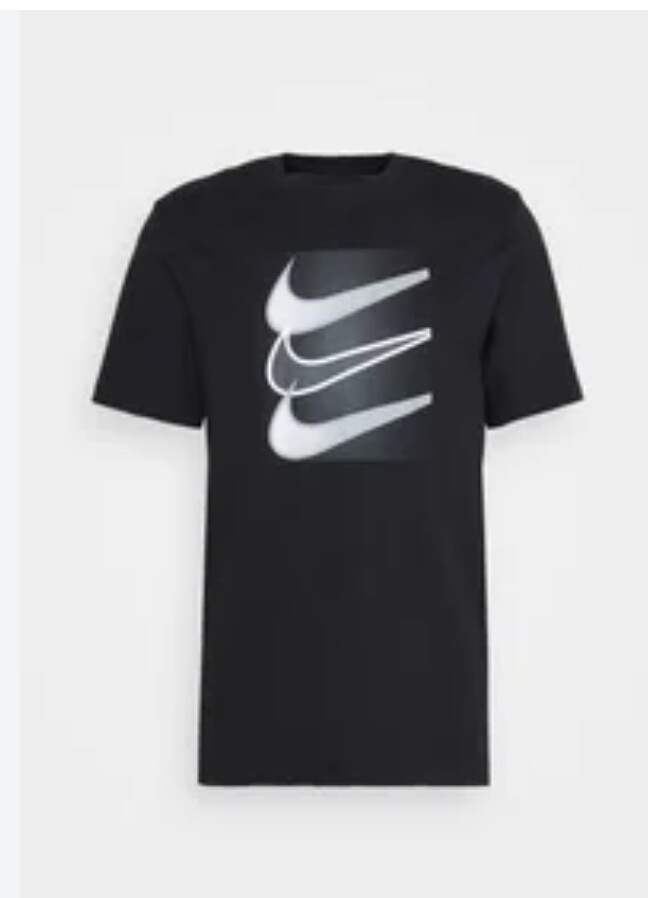 AUTHENTIC NIKE TRIPLE SWOOSH BLACK/SILVER/WHITE T SHIRT Q6879-010