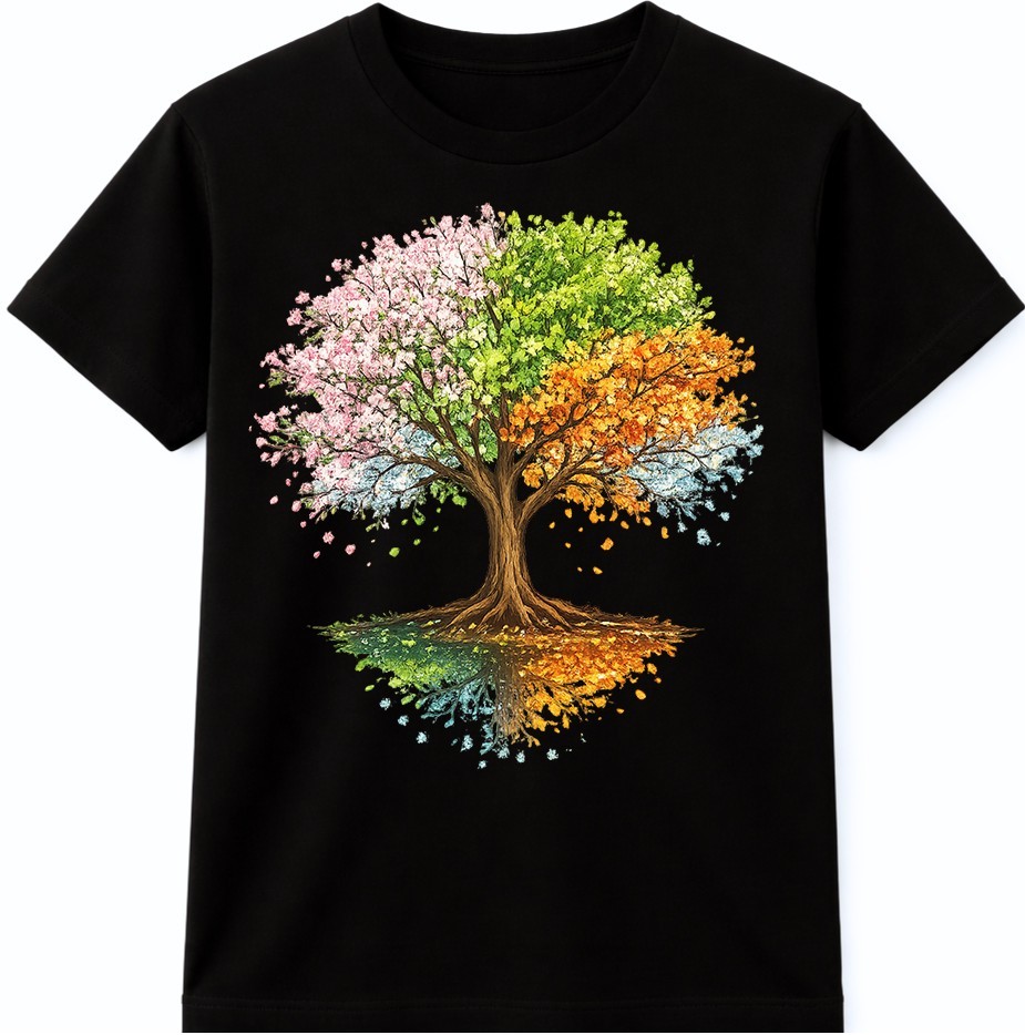 Tree Four Seasons T Shirt Colorful Spring Summer Fall Winter Graphic Tee