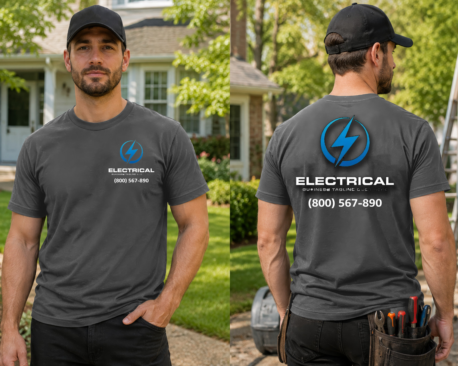Mens Custom Electrician Work T Shirt Personalized Company Logo Trade Uniform Tee