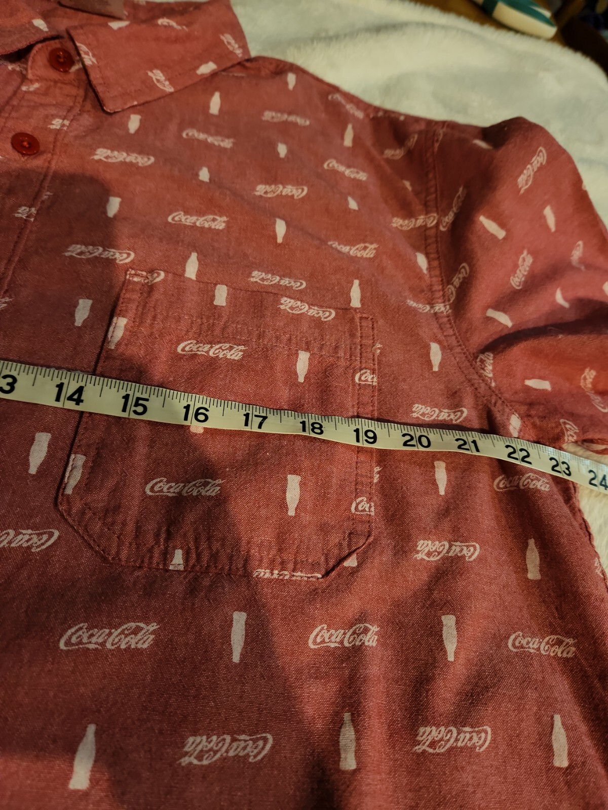 Coca Cola Print Red Shirt Size Xl Sz Lg button front Unisex Memorabilia