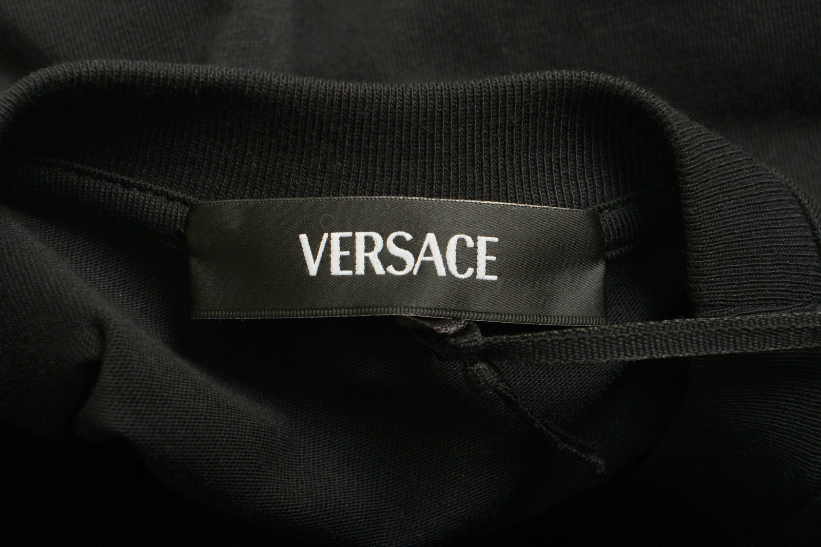 Versace Men’s Black Logo Embroidered Crewneck Short Sleeve T-Shirt US 2XL IT 56